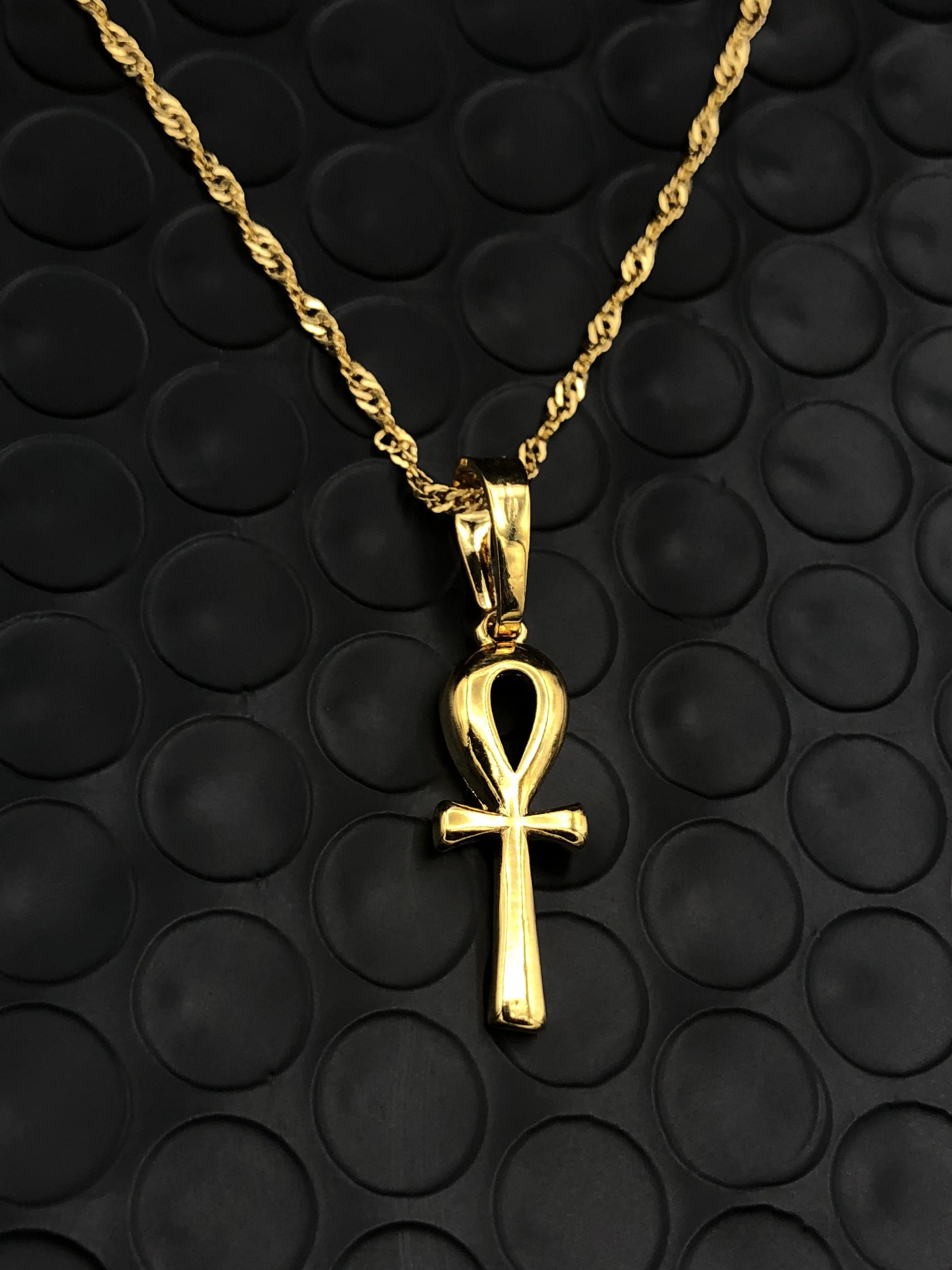 Little Ankh Gold Necklace - Gold / 18" / Rope Chain