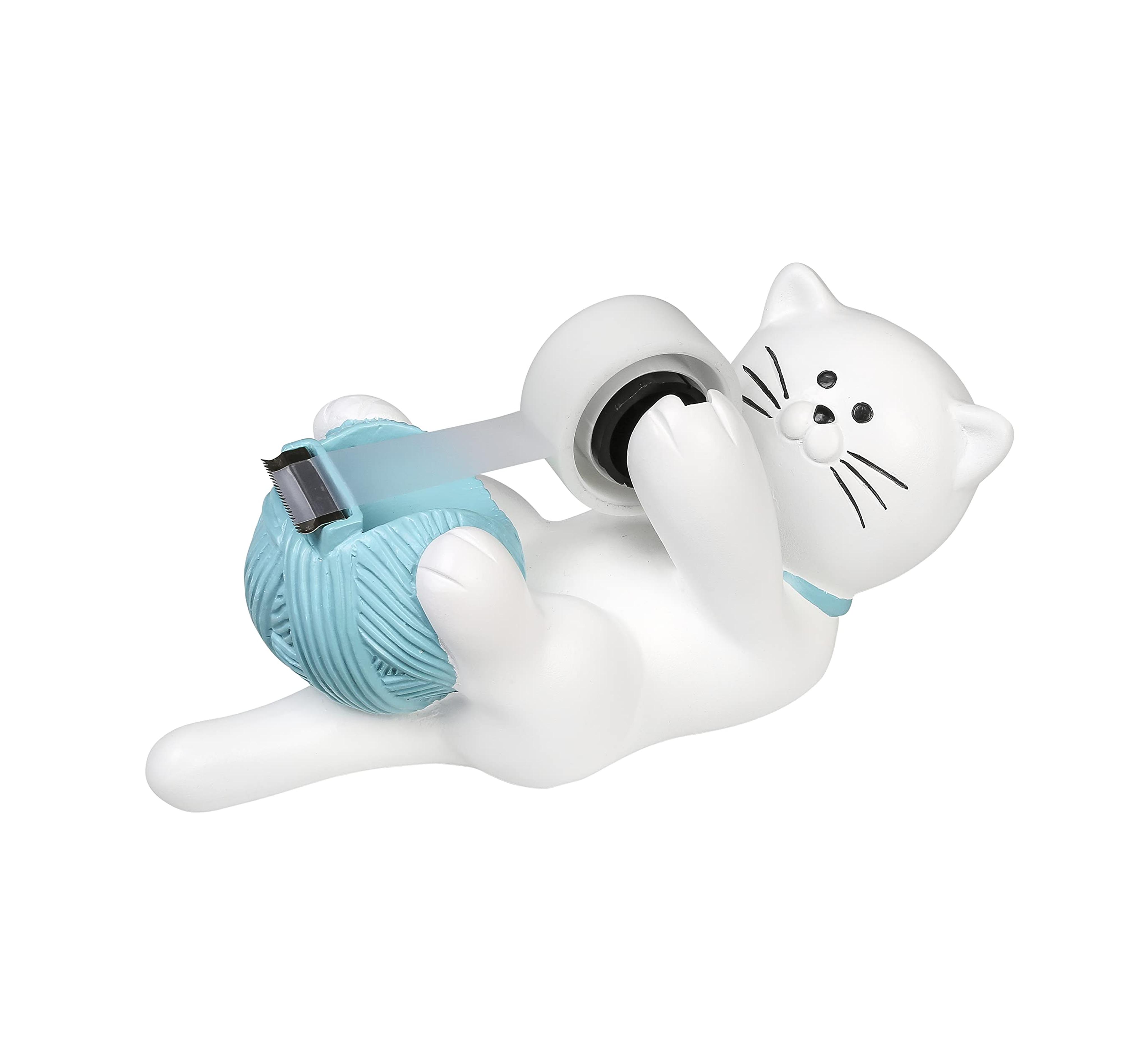 Chapman & Grand Kitty Cat Tape Dispenser (White/Turquoise), Patent Pending