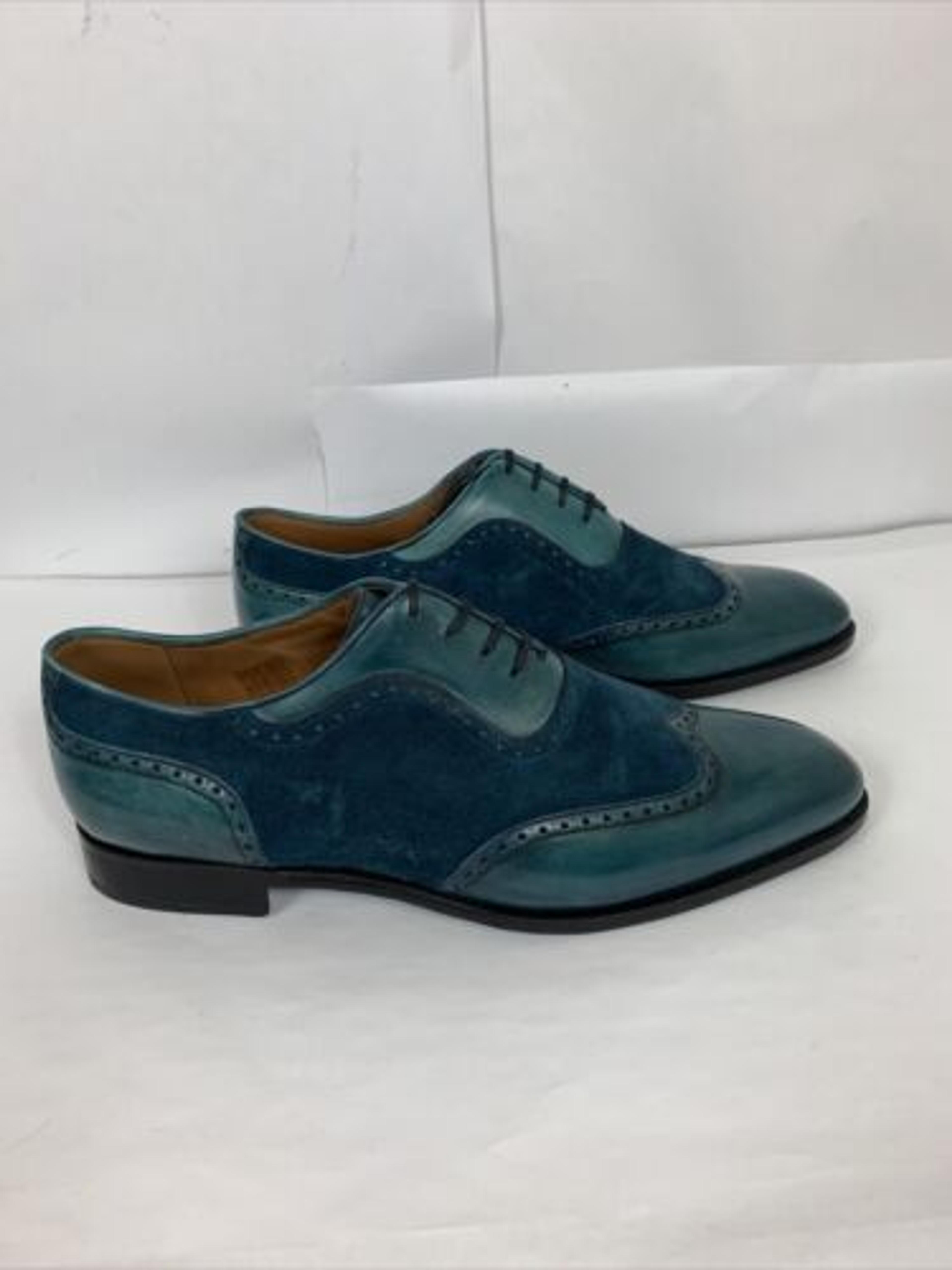 NWOB J.FitzPatrick Yakima MTO Teal Blue Leather Suede Wingtip US 12.5 UK 11.5 F | eBay