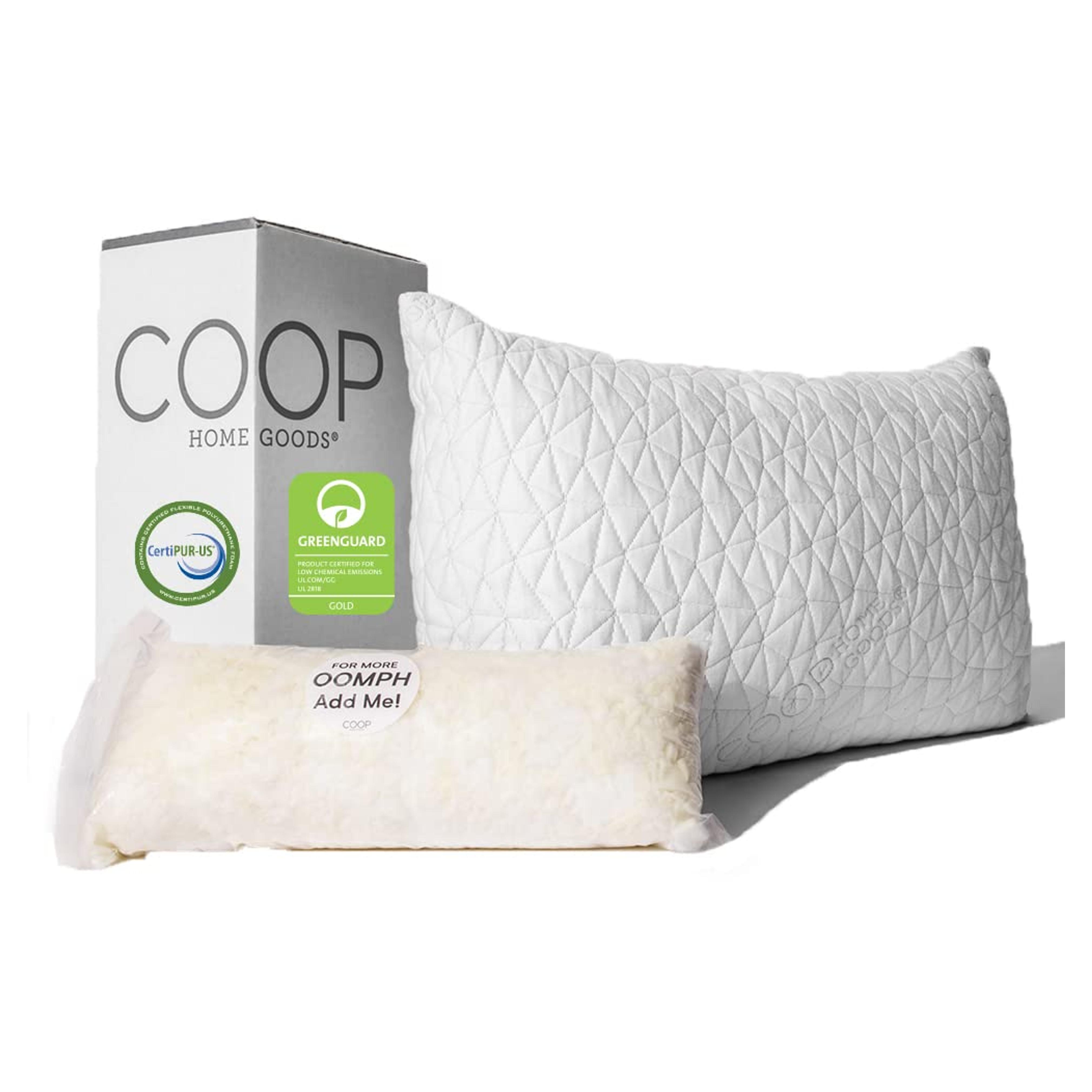 Coop Home Goods Original Loft Pillow Queen Size Bed Pillows for Sleeping - Adjustable Cross Cut Memory Foam Pillows - Medium Firm Back, Stomach and Side Sleeper Pillow - CertiPUR-US/GREENGUARD Gold