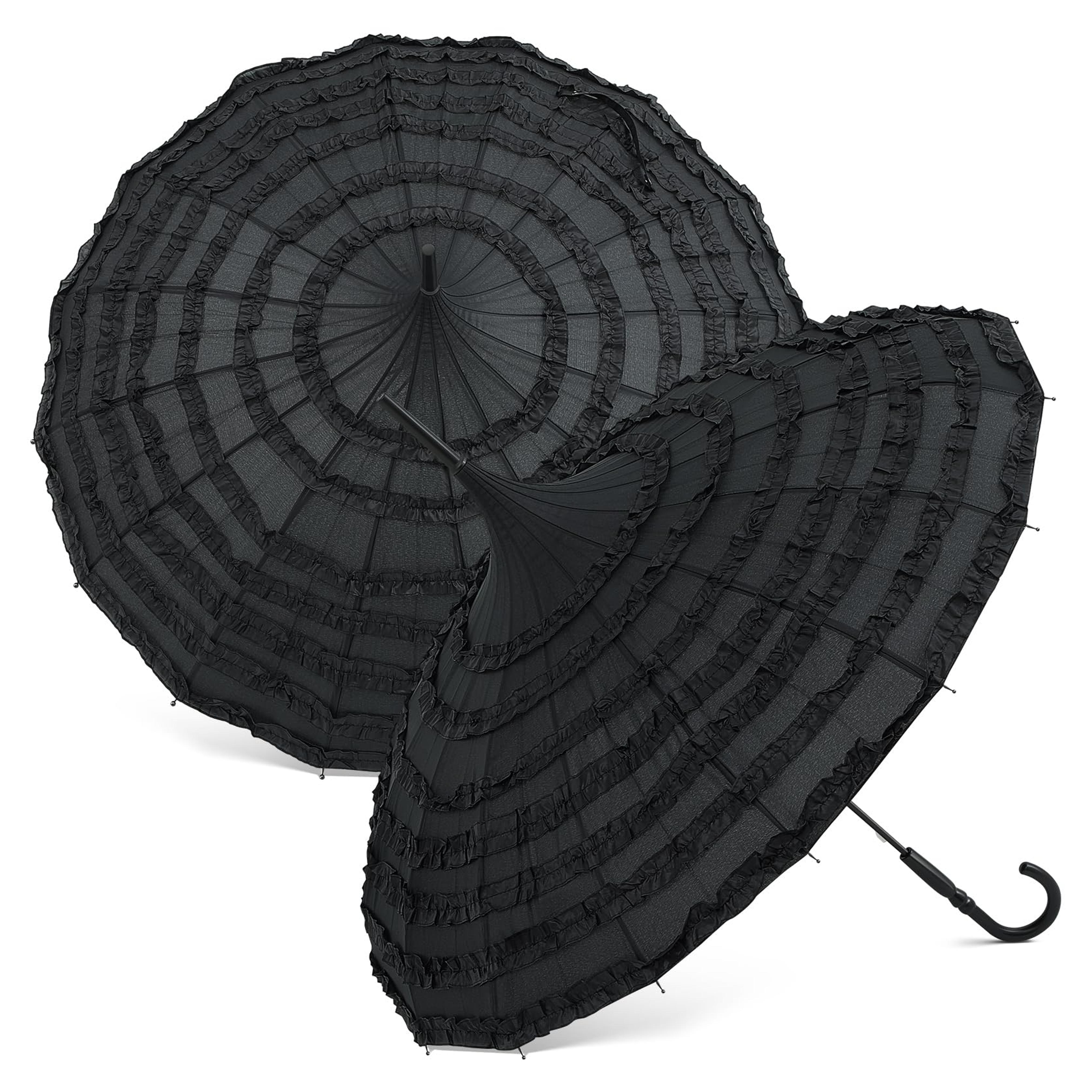 Amazon.com: Abbylike 2 Pcs Black Lace Pagoda Umbrella 47.2 Inch Elegant Victorian Parasol Sunproof Lace Parasol for Sun Rain Protection Wedding Halloween Cosplay Party Photoshoot Decoration : Clothing, Shoes & Jewelry