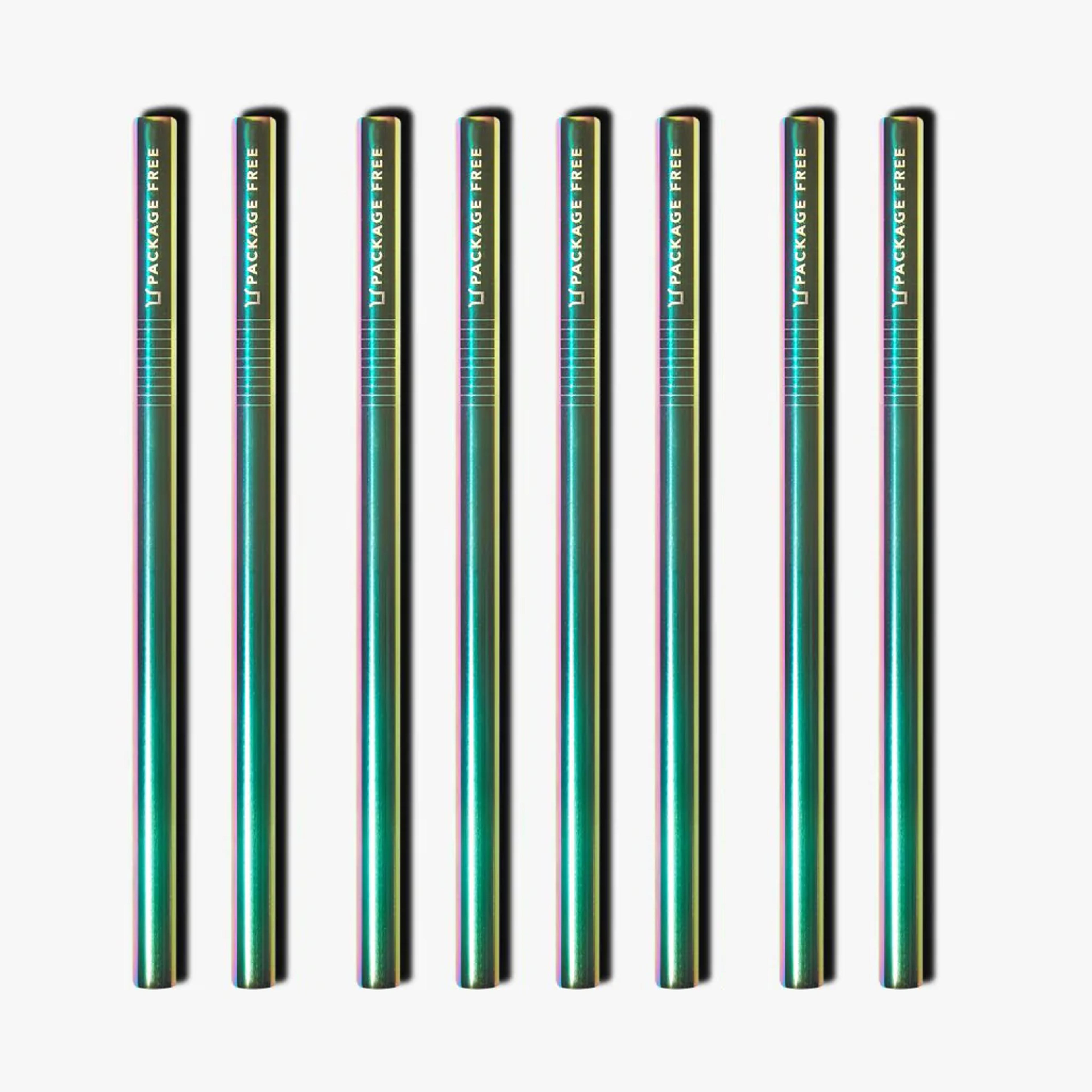 Stainless Steel Bubble Tea Straw - Rainbow 8 Pack