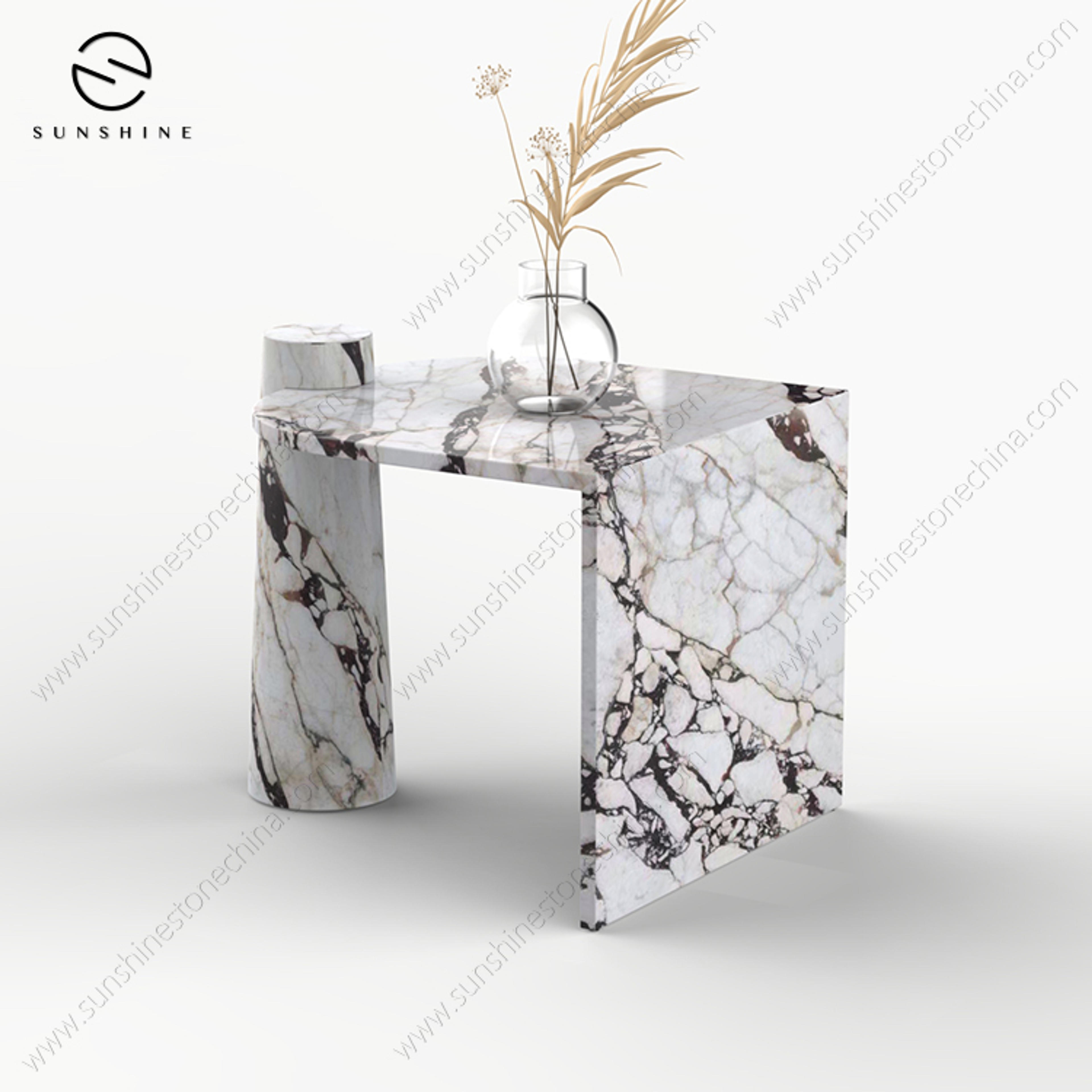 Calacatta Viola Natural Marble Stone Side Table TA-2055A - Natural Stone Furniture,Stone Bathroom Sink,Stone Bathtub,Stone Decoration, Designer,China Factory