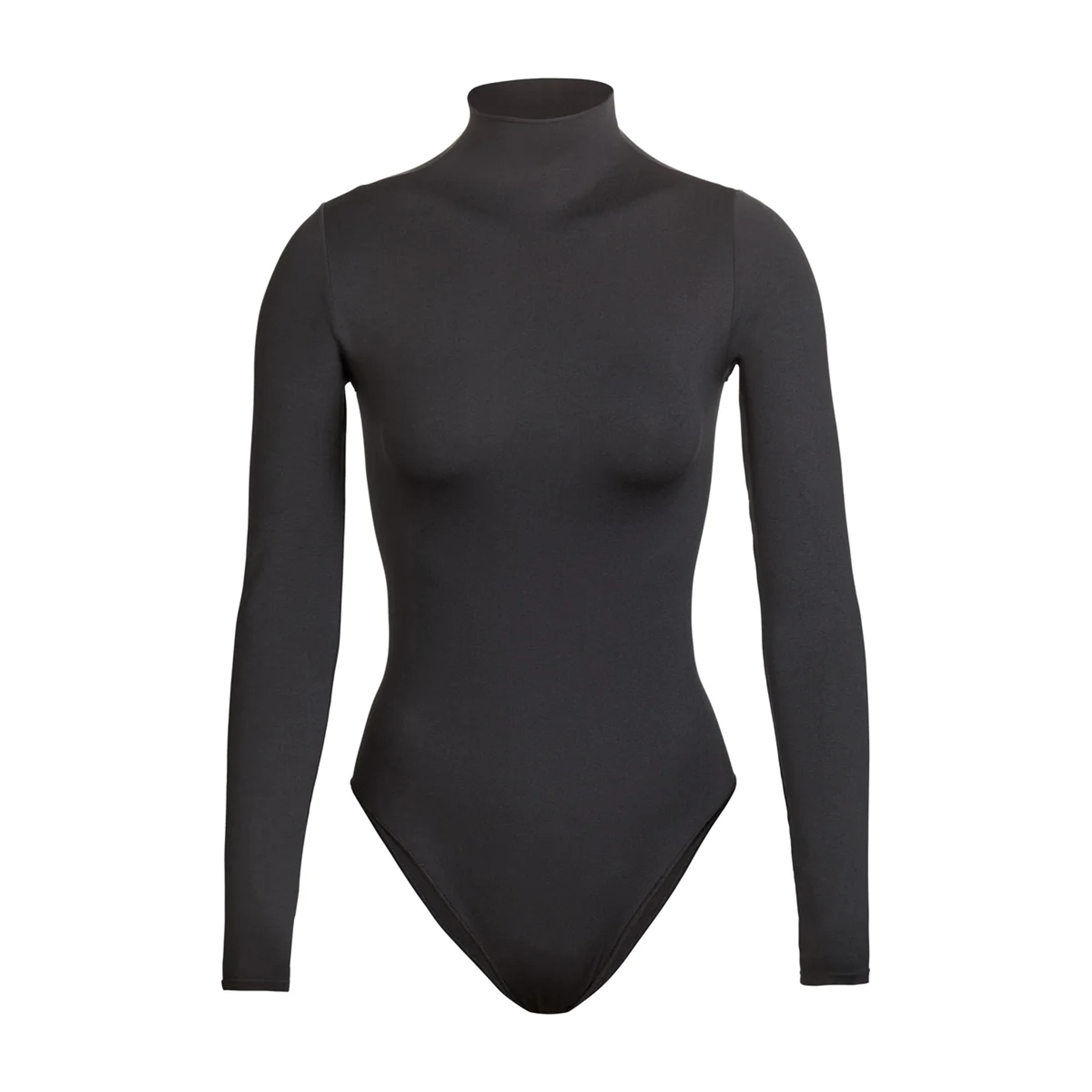 ESSENTIAL MOCK NECK LONG SLEEVE BODYSUIT | ONYX - ESSENTIAL MOCK NECK LONG SLEEVE BODYSUIT | ONYX