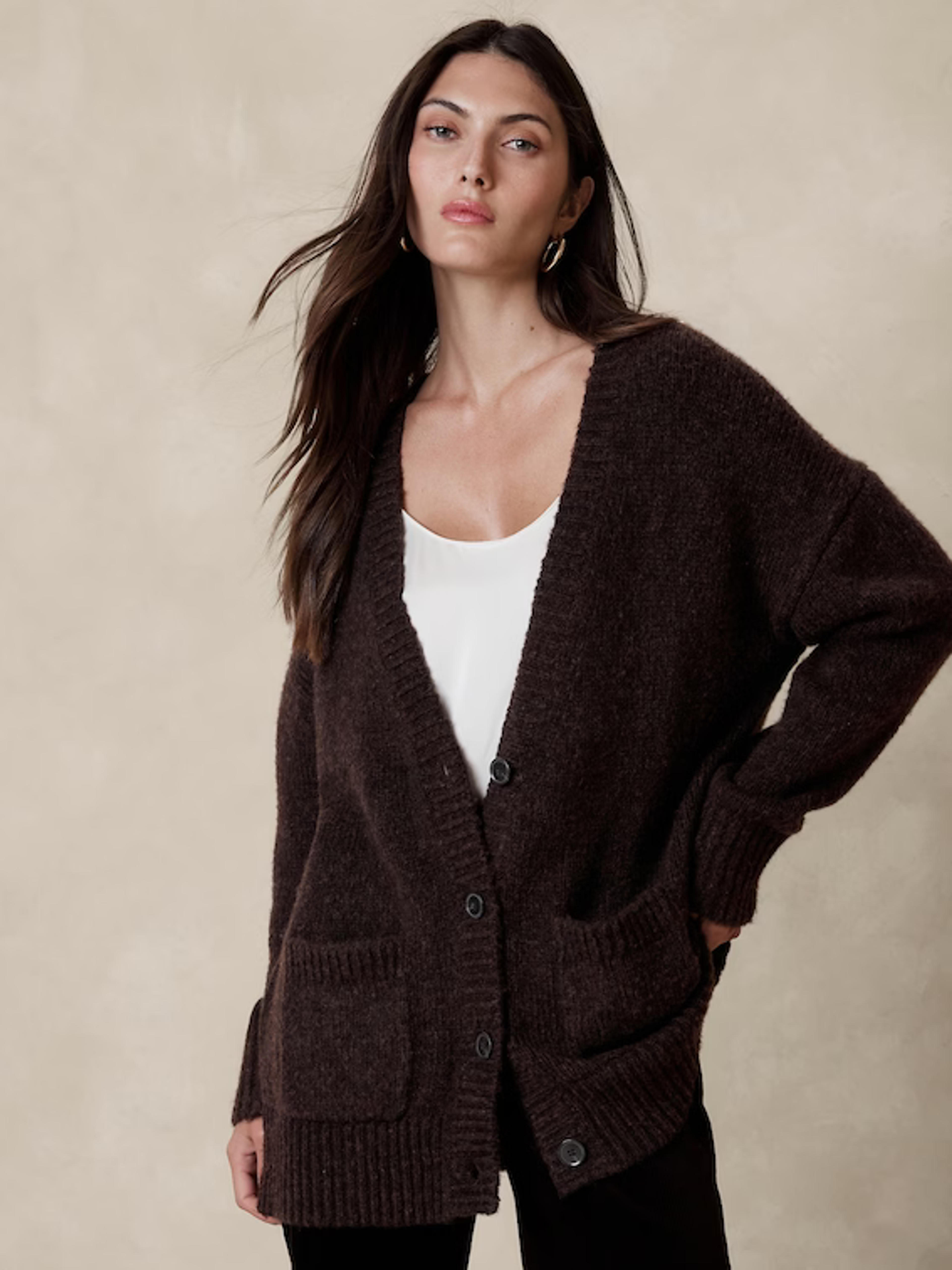 Phoebe Oversized Wool-Cotton Cardigan | Banana Republic