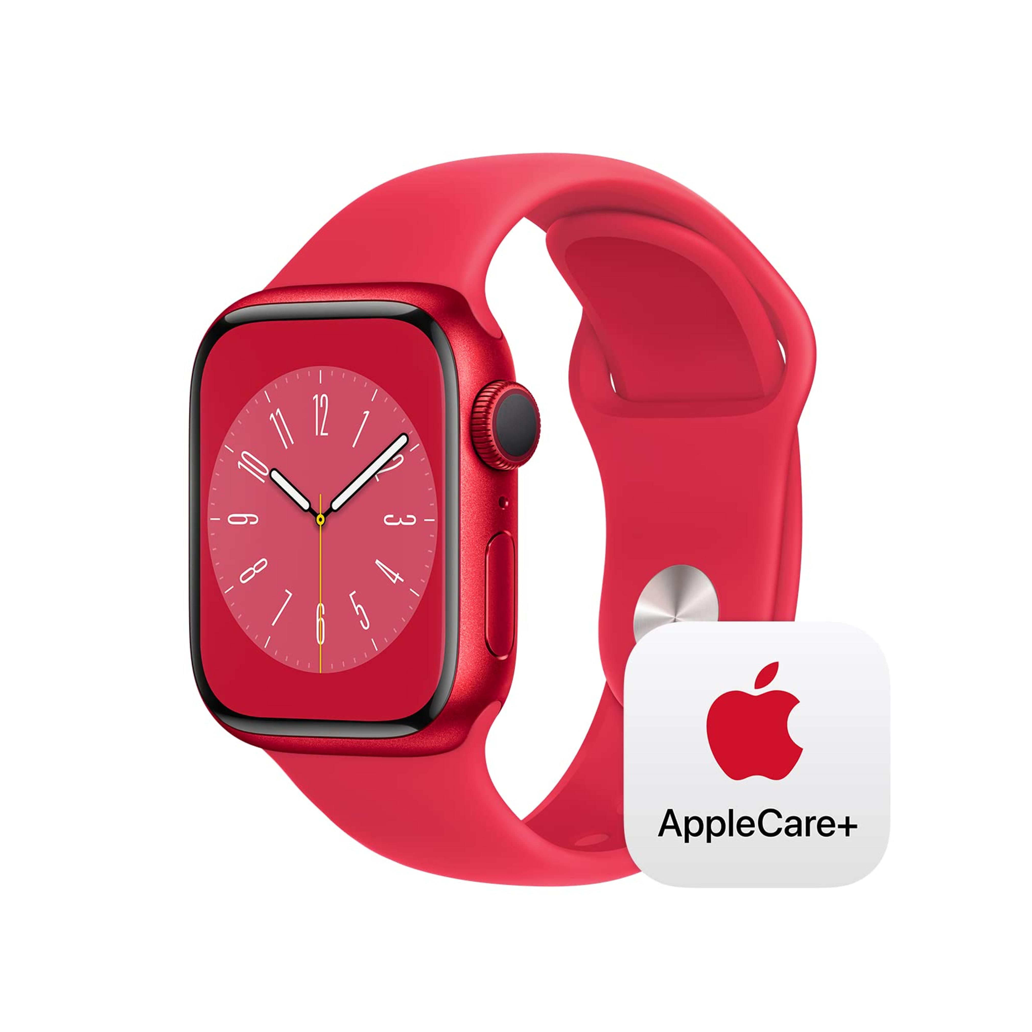 Amazon.com: Apple Watch Series 8 GPS 41mm, Aluminium Case with (PRODUCT)RED Sport Band - S/M with AppleCare+ (2 Years) : Electronics