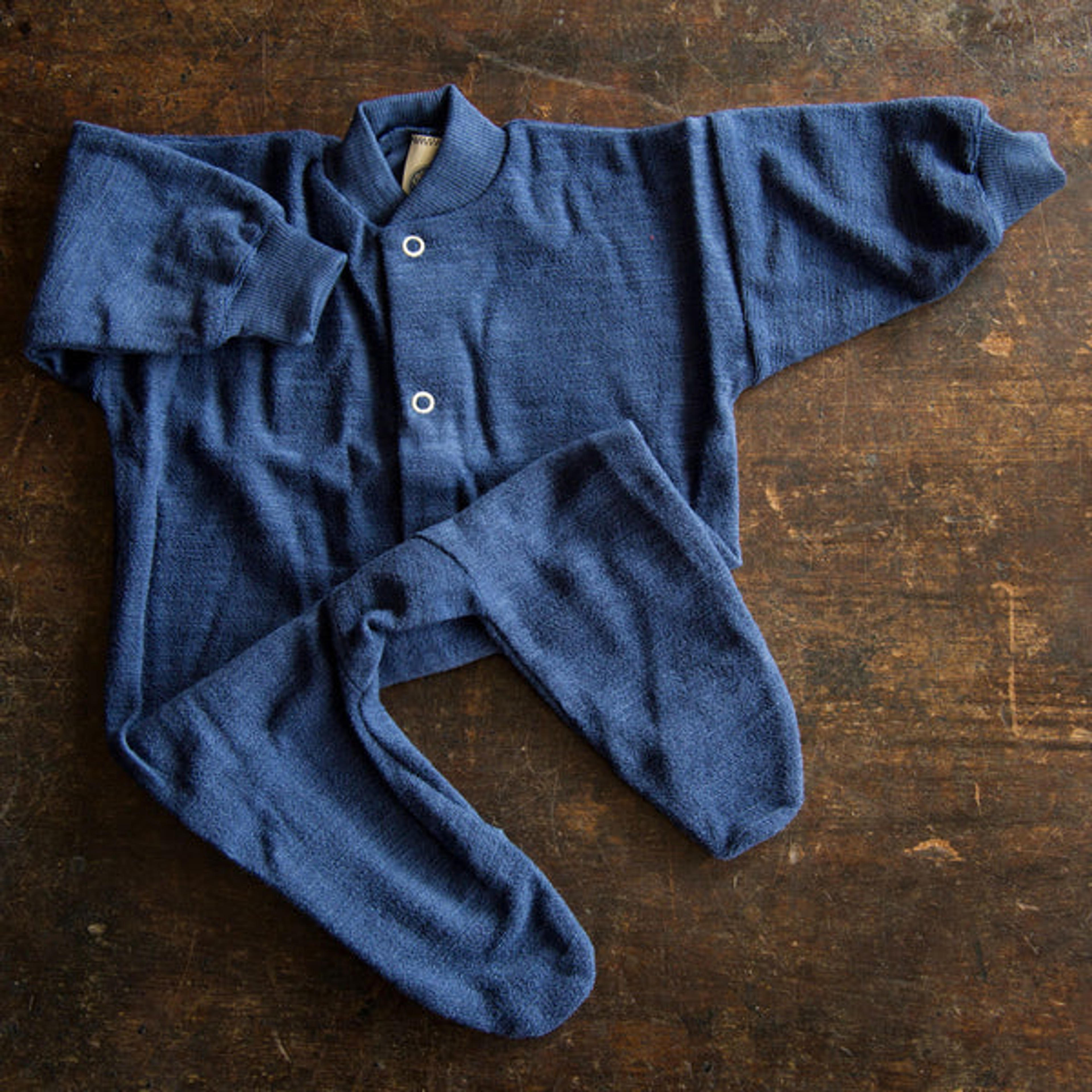 Organic Merino Wool Terry Pyjamas - Blue