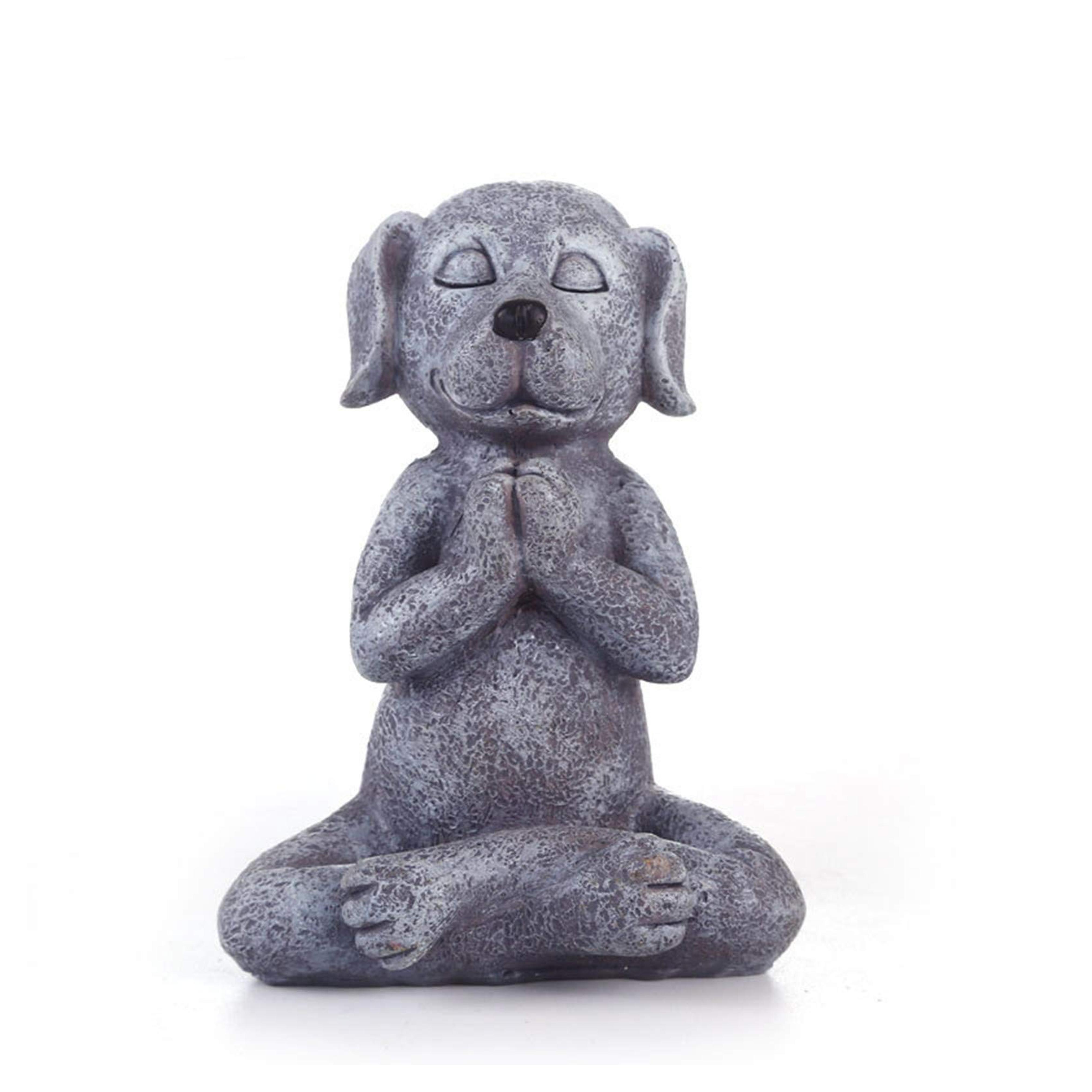 Meditating Dog Statue Buddha - Zen Dog - Namaste– Top Collection Tranquility and Peacefulness for Your Fairy Garden. 4¾ Inches Tall Miniature Gnome Figurine