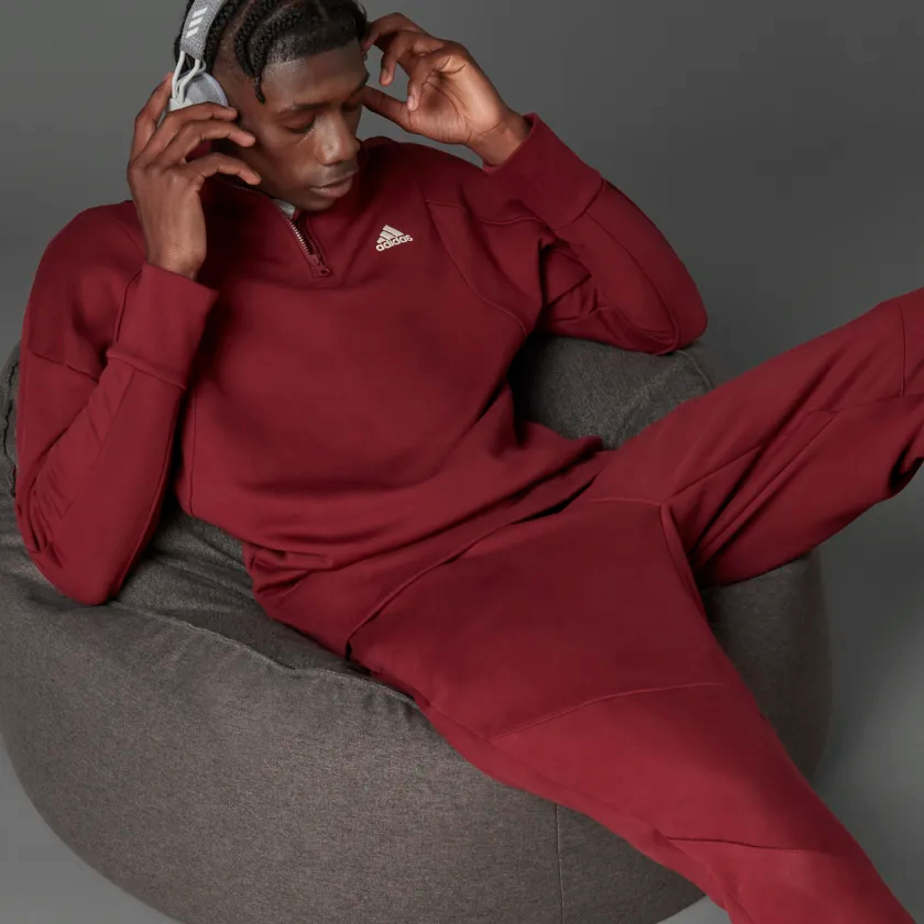 adidas Studio Lounge Fleece Half-Zip Sweatshirt - Burgundy | Men's Training | adidas US