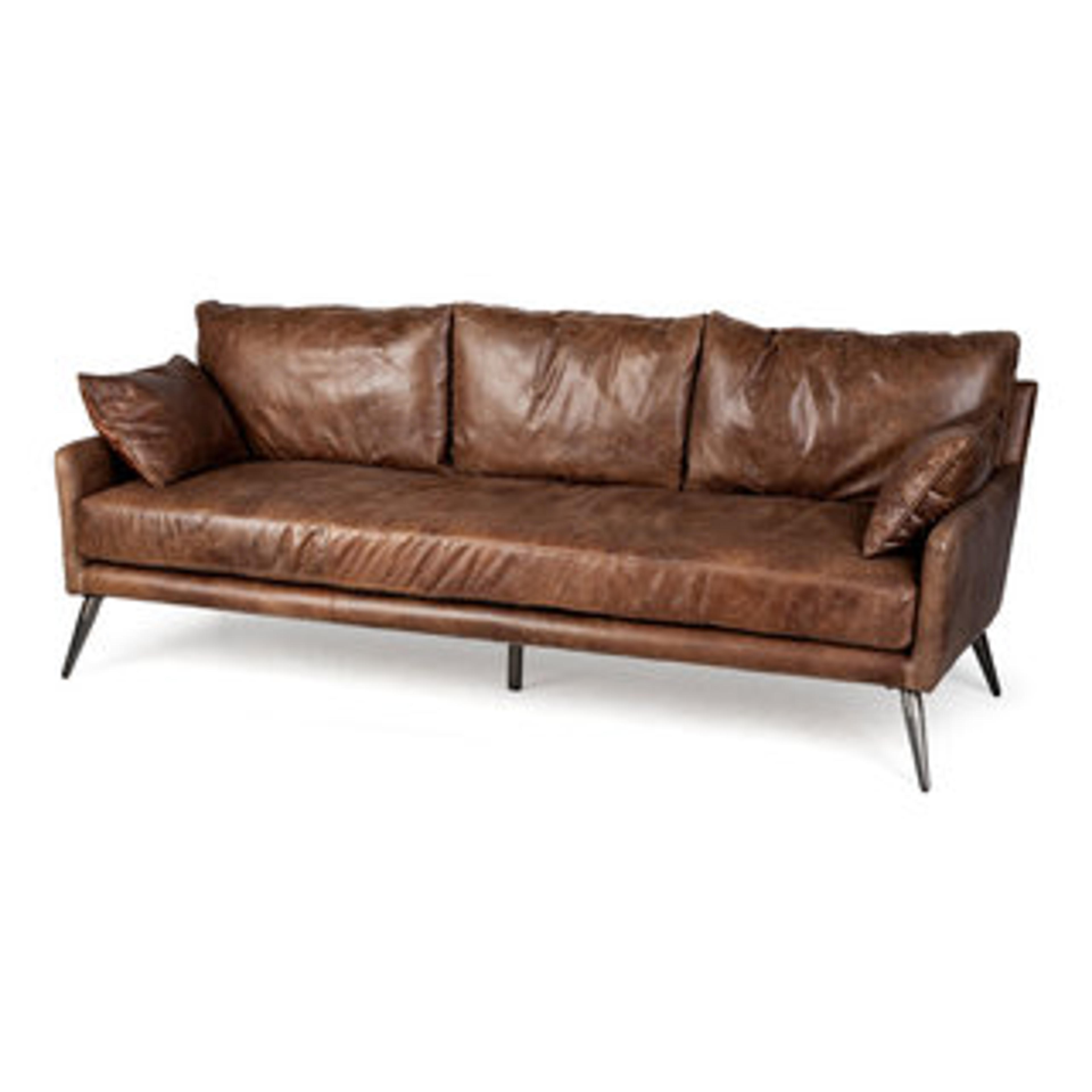 Cochrane II 82Lx33Wx32.25H Brown Leather Three Seater Sofa - Midcentury - Sofas - by HedgeApple | Houzz