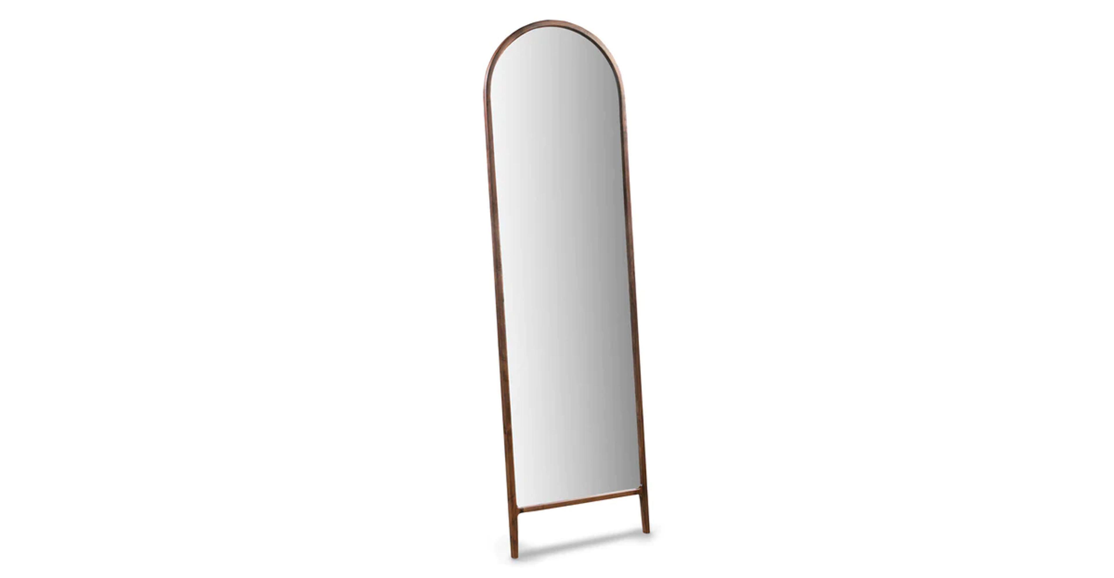 Walnut Kurva Solid American Black Floor Mirror | Poly & Bark