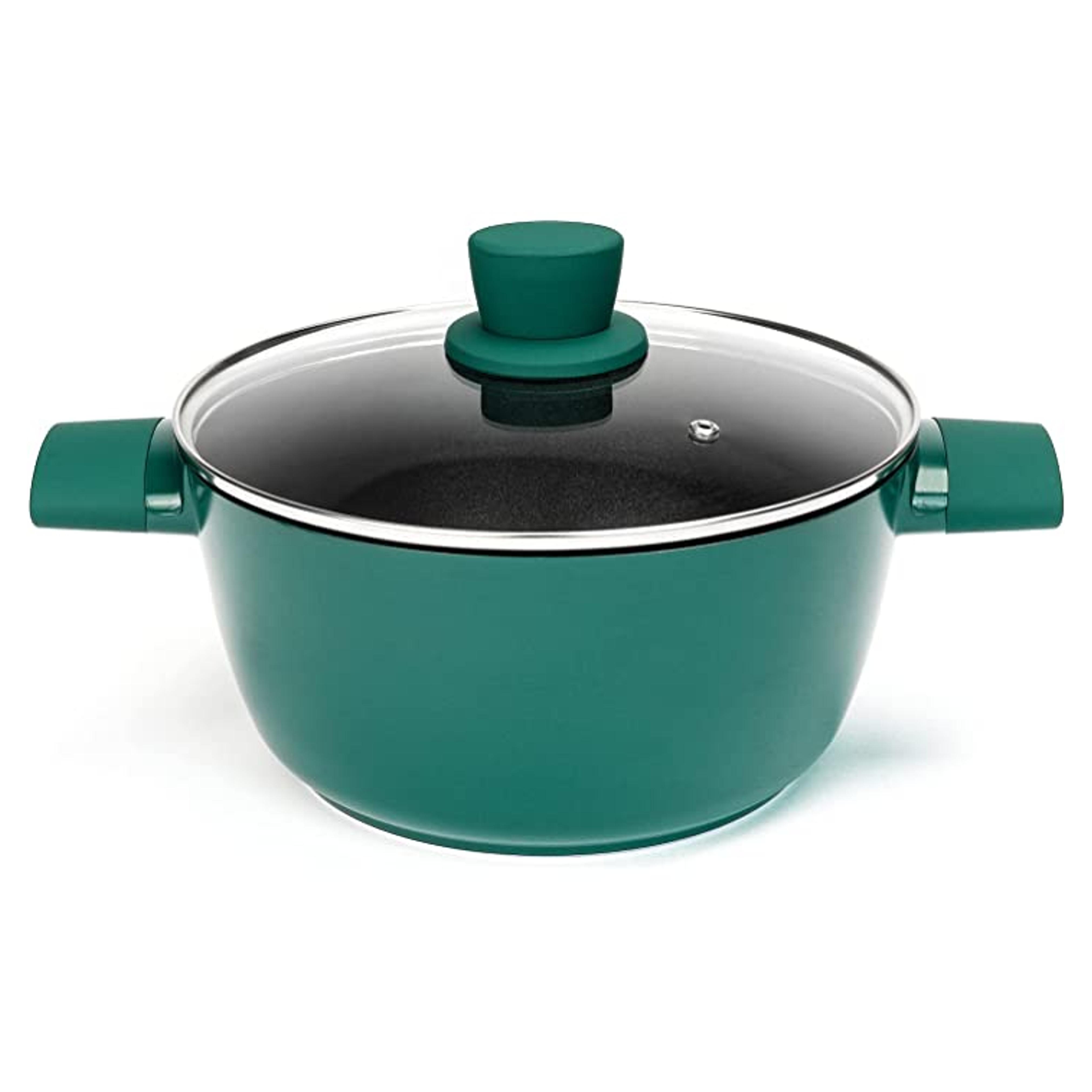 Sakuchi Nonstick Stock Pot Induction Cooking Soup Pot with Lid 2.5 QT, Green