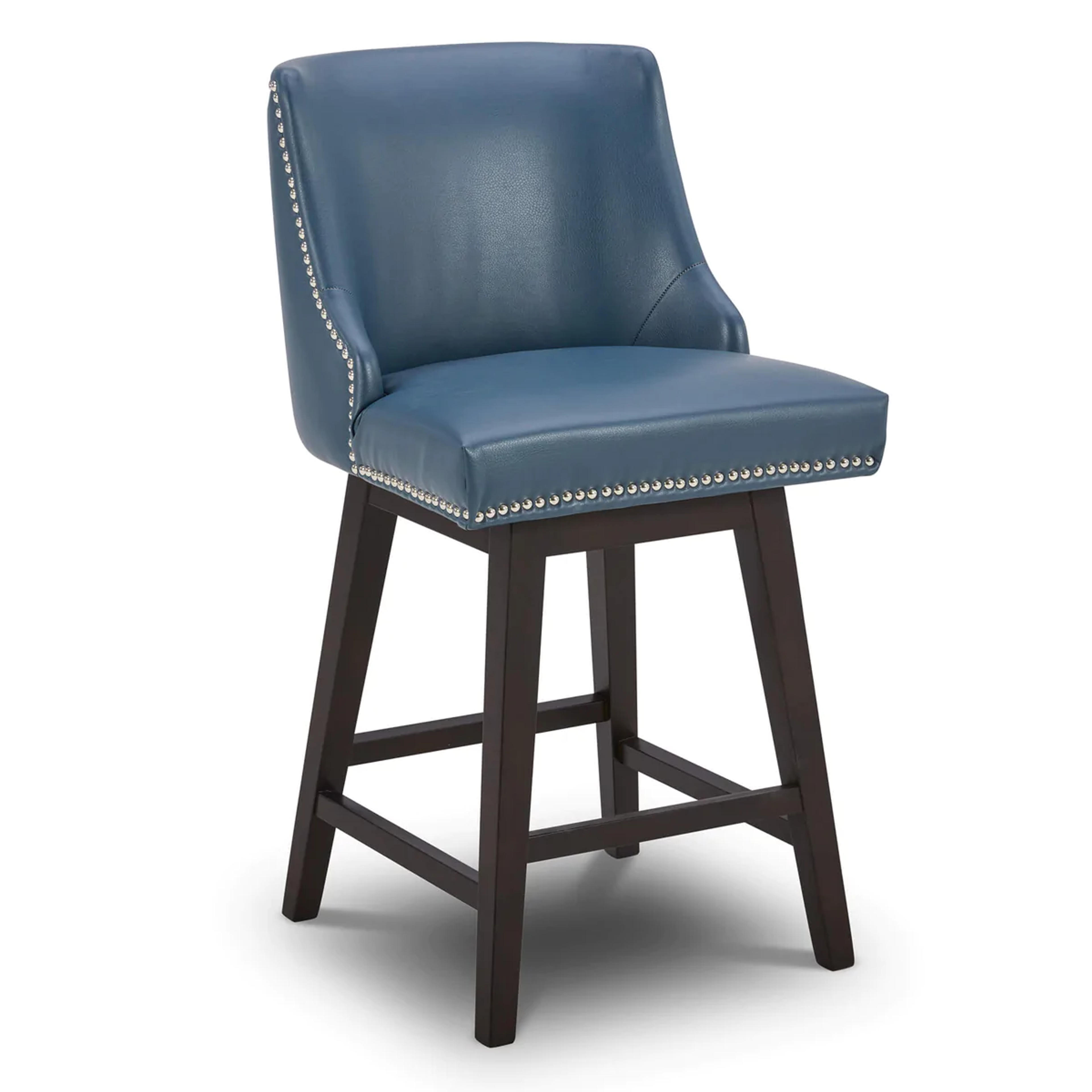 Asher Swivel Counter Stool - Fabric & Leather