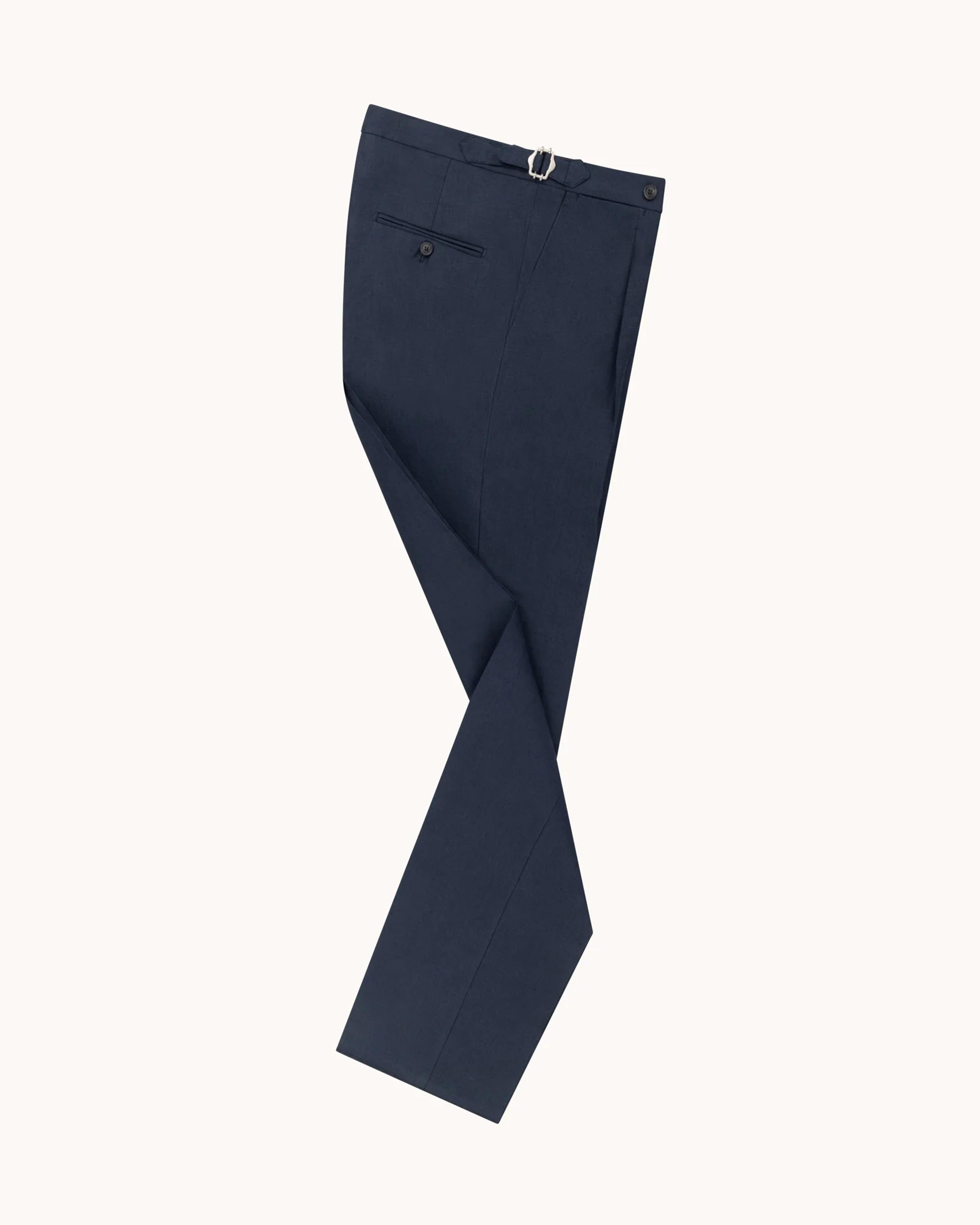 Single Pleat Trouser - Navy Linen – Natalino