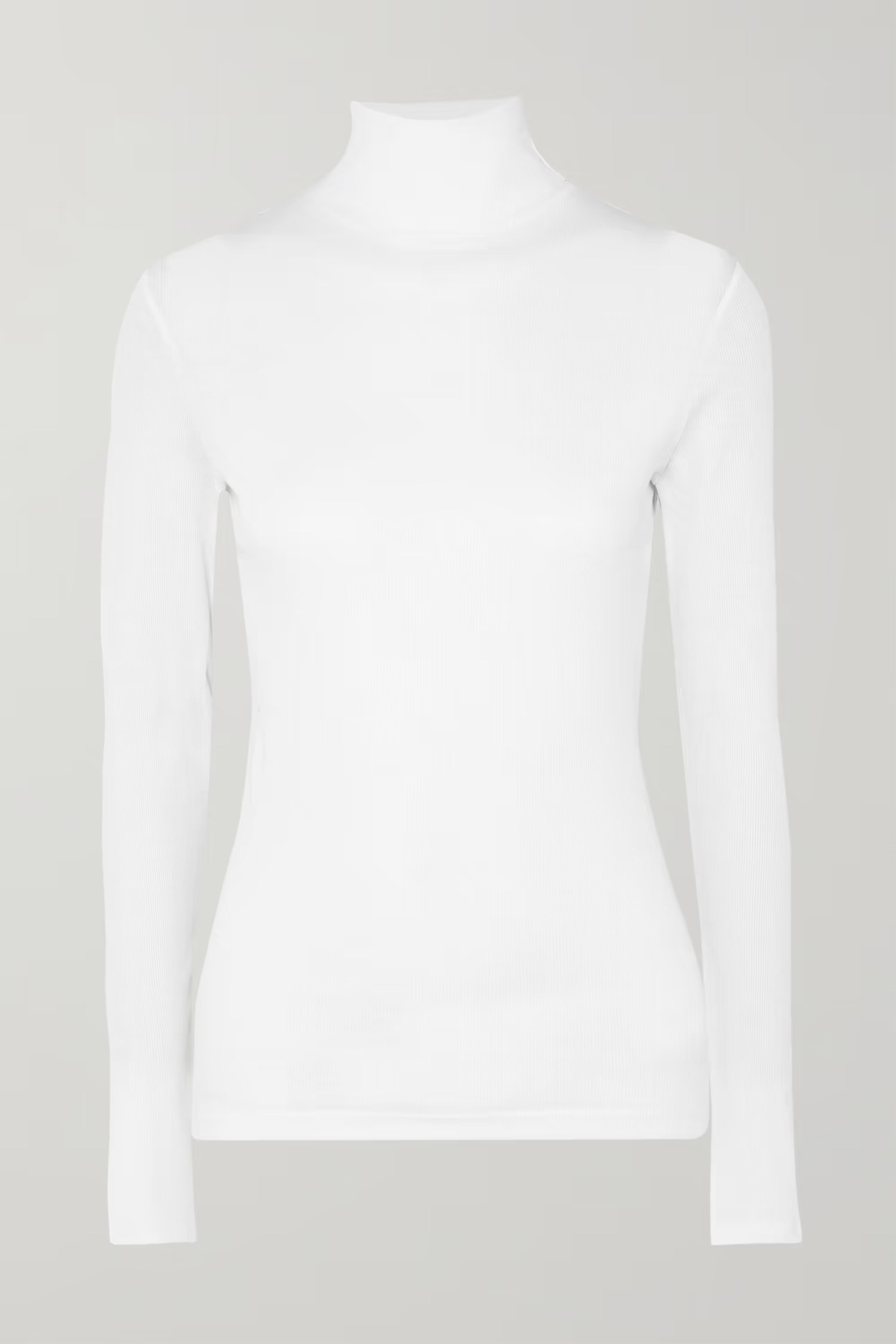 White Kaye ribbed organic cotton-jersey turtleneck top | NINETY PERCENT | NET-A-PORTER