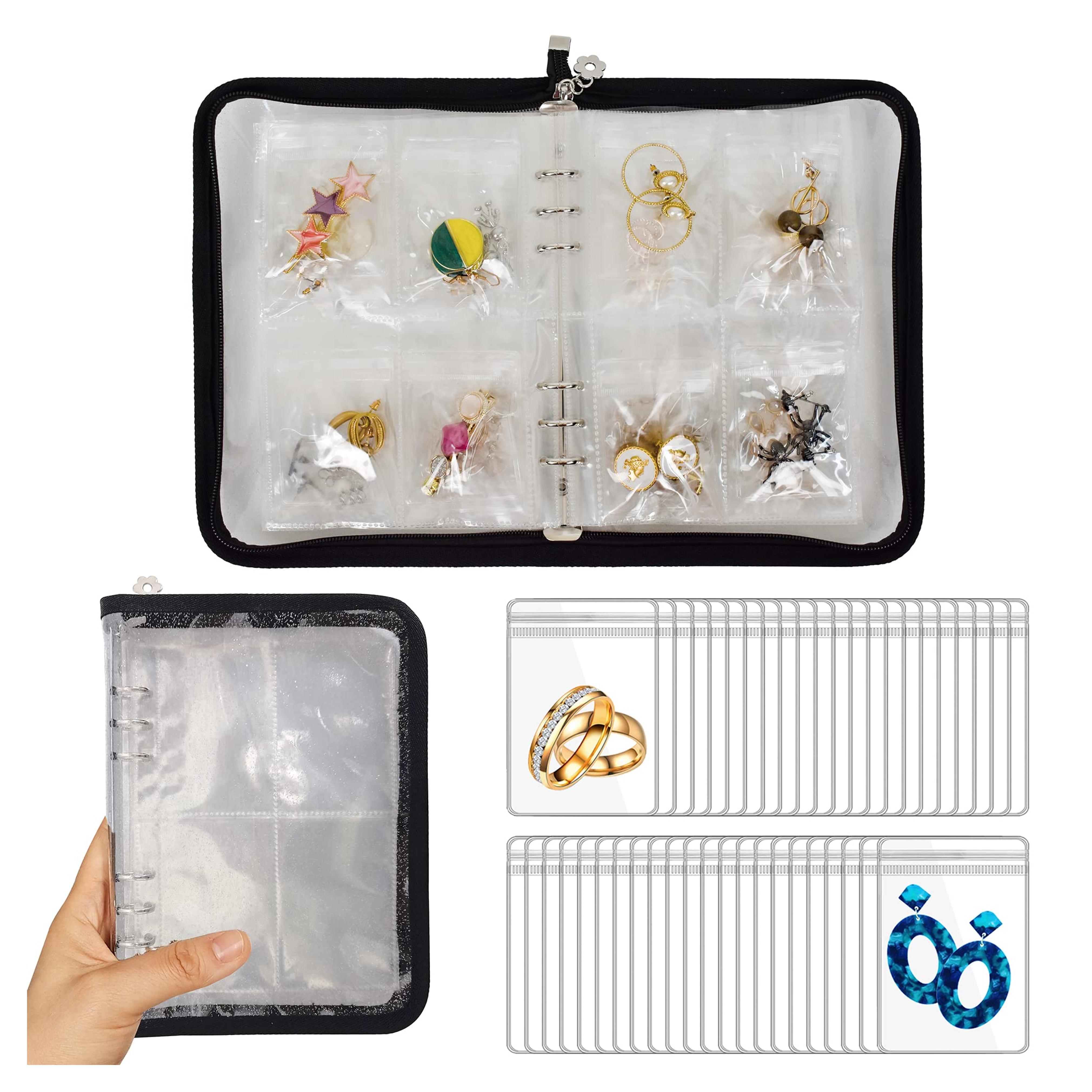 Amazon.com: LingLingo Earring Organizer Case Travel Jewelry Organizer Transparent Jewelry Storage Book for Necklace Bracelet Ring Holder with Small Clear Zippered Pouch : Clothing, Shoes & Jewelry