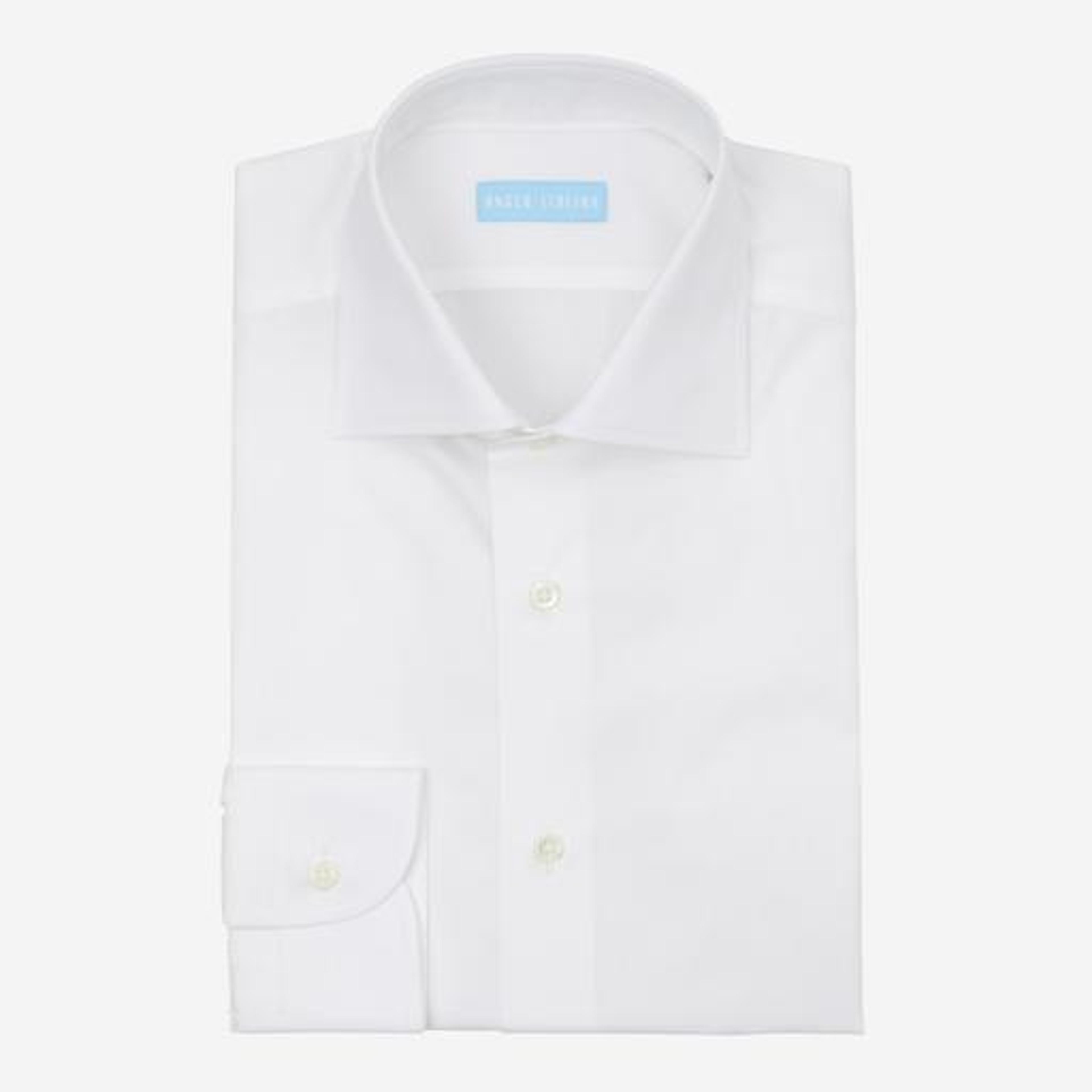 Spread Collar Shirt Cotton White | Shirting