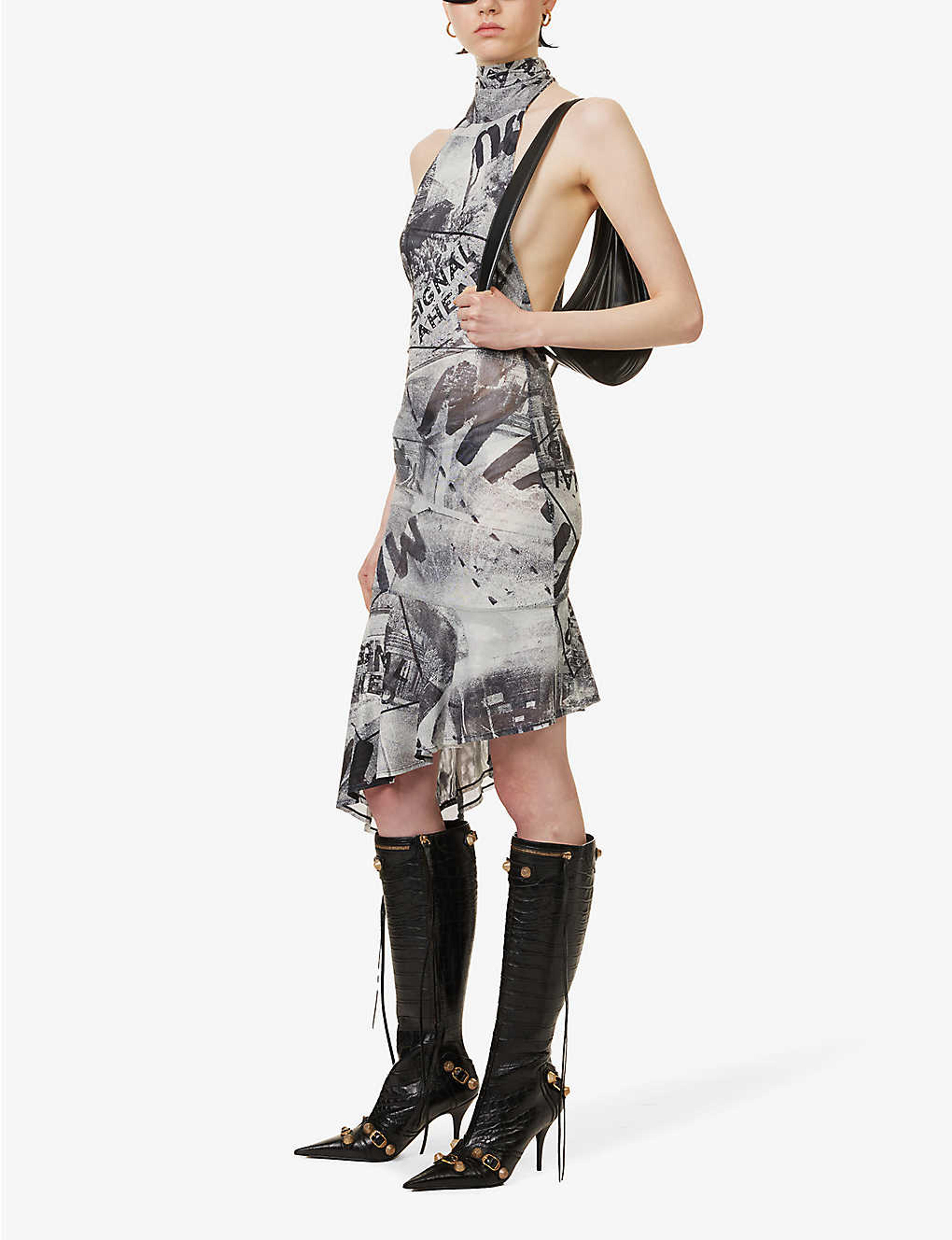 MIAOU - Karina graphic-print stretch-recycled polyester mini dress | Selfridges.com