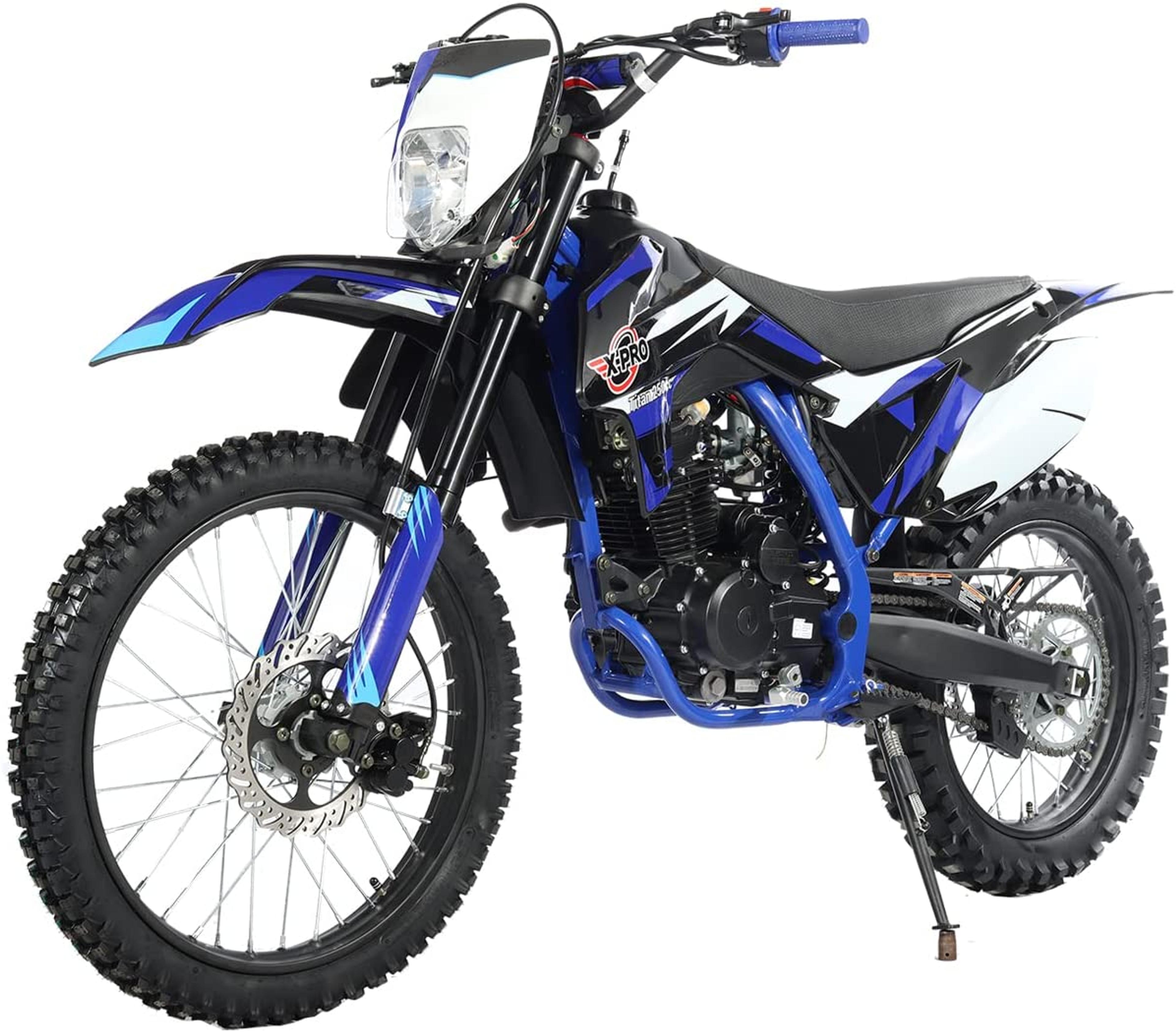 X-PRO Titan 250cc Dirt Bike with LED Light Zongshen Engine Pit Bike Gas Dirt Bikes Adult Dirt Pitbike 250cc Gas Dirt Pit Bike, Big 21"/18" Wheels! (Black/Blue)