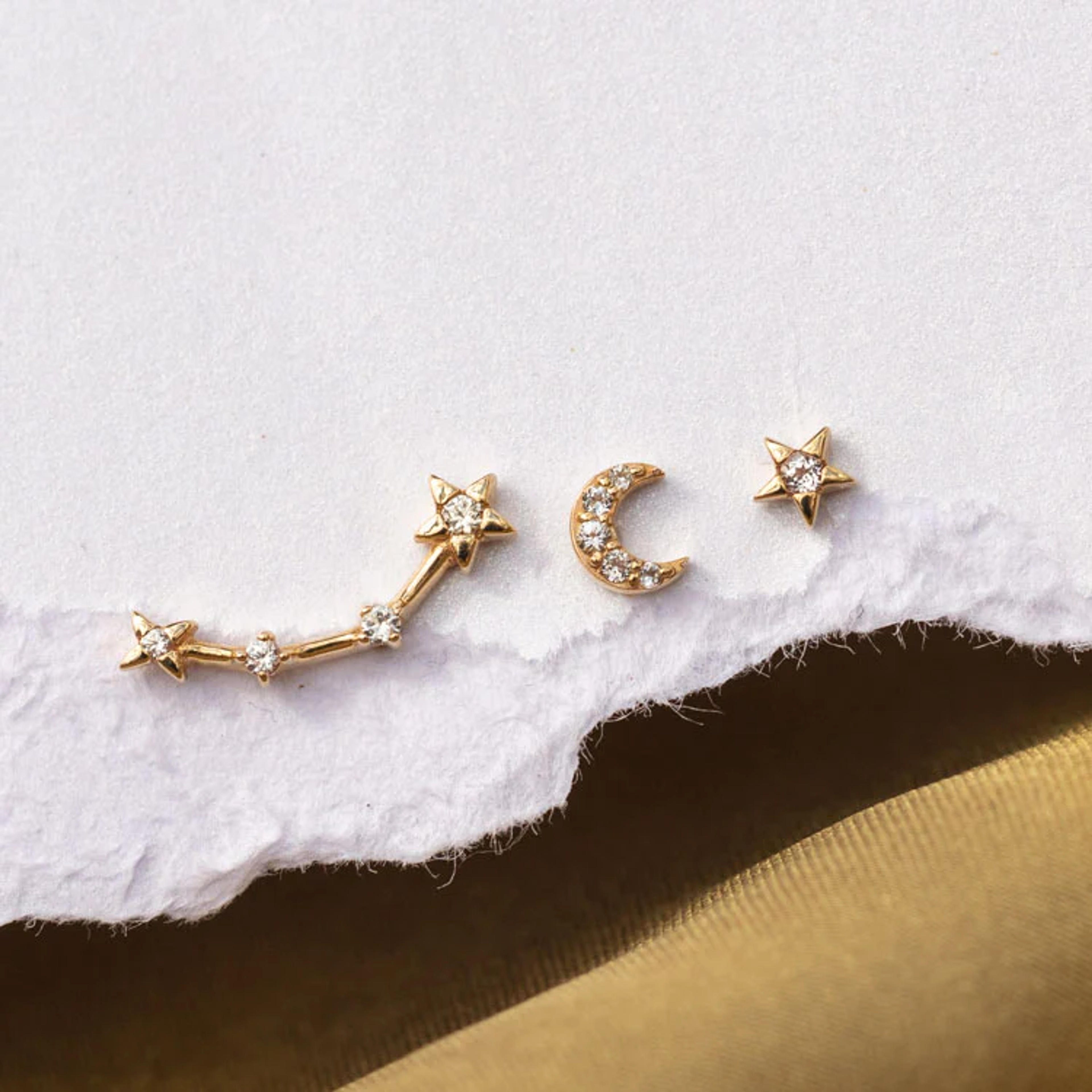 Solid Gold Zodiac Stud Set | Local Eclectic
