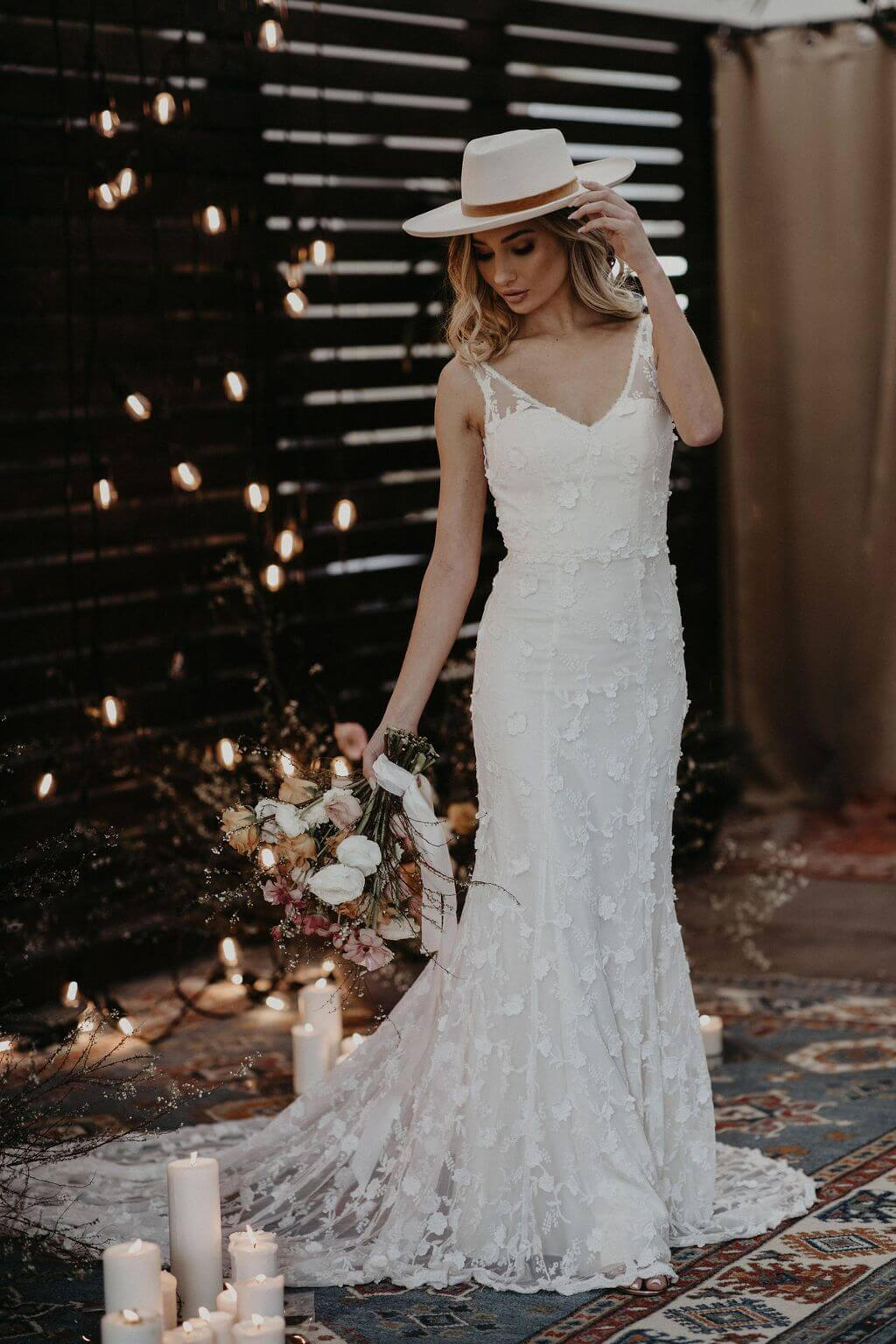 Tatum 3D Lace Modern Wedding Dress | Dreamers and Lovers