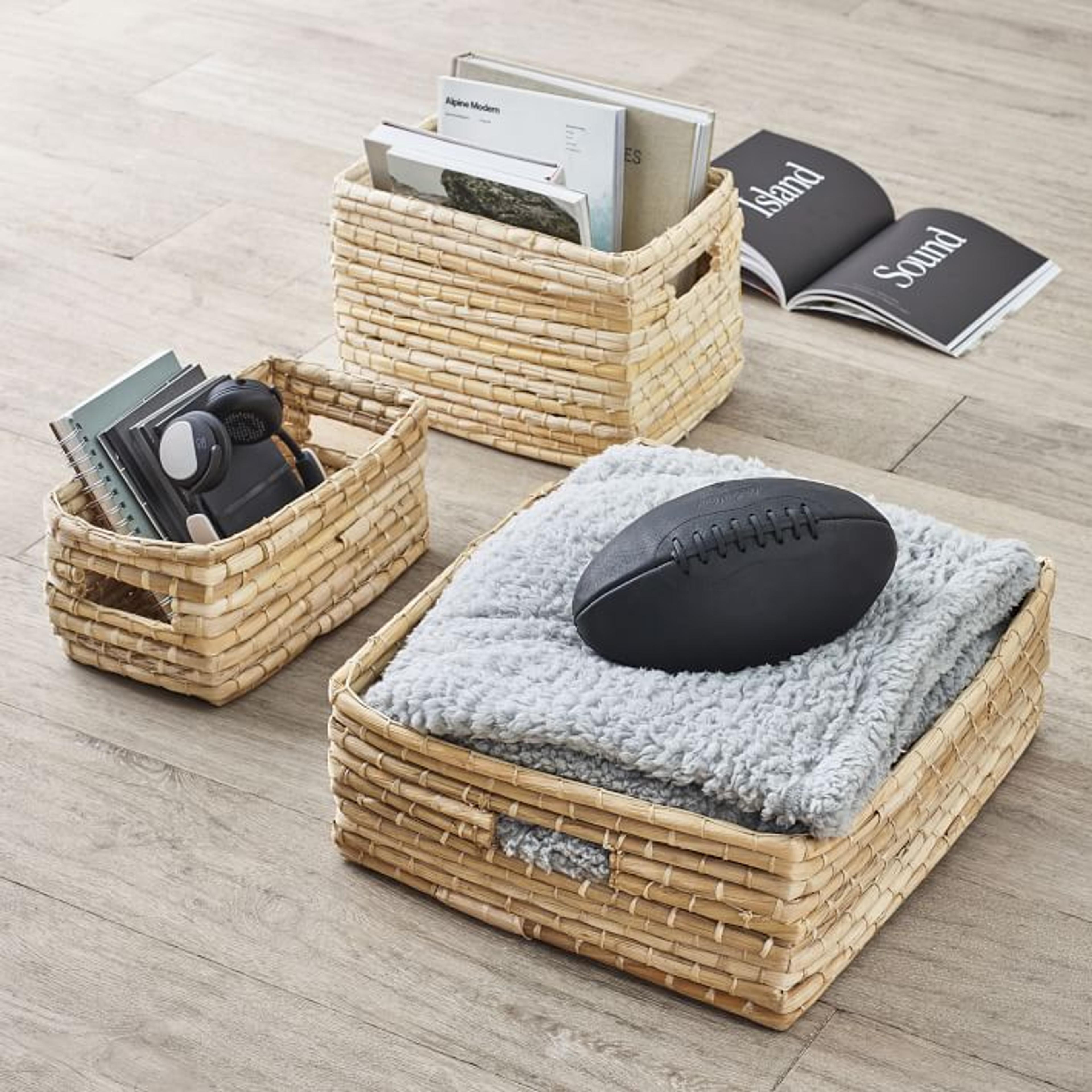 Naturalist Woven Storage Bins, Natural | Pottery Barn Teen