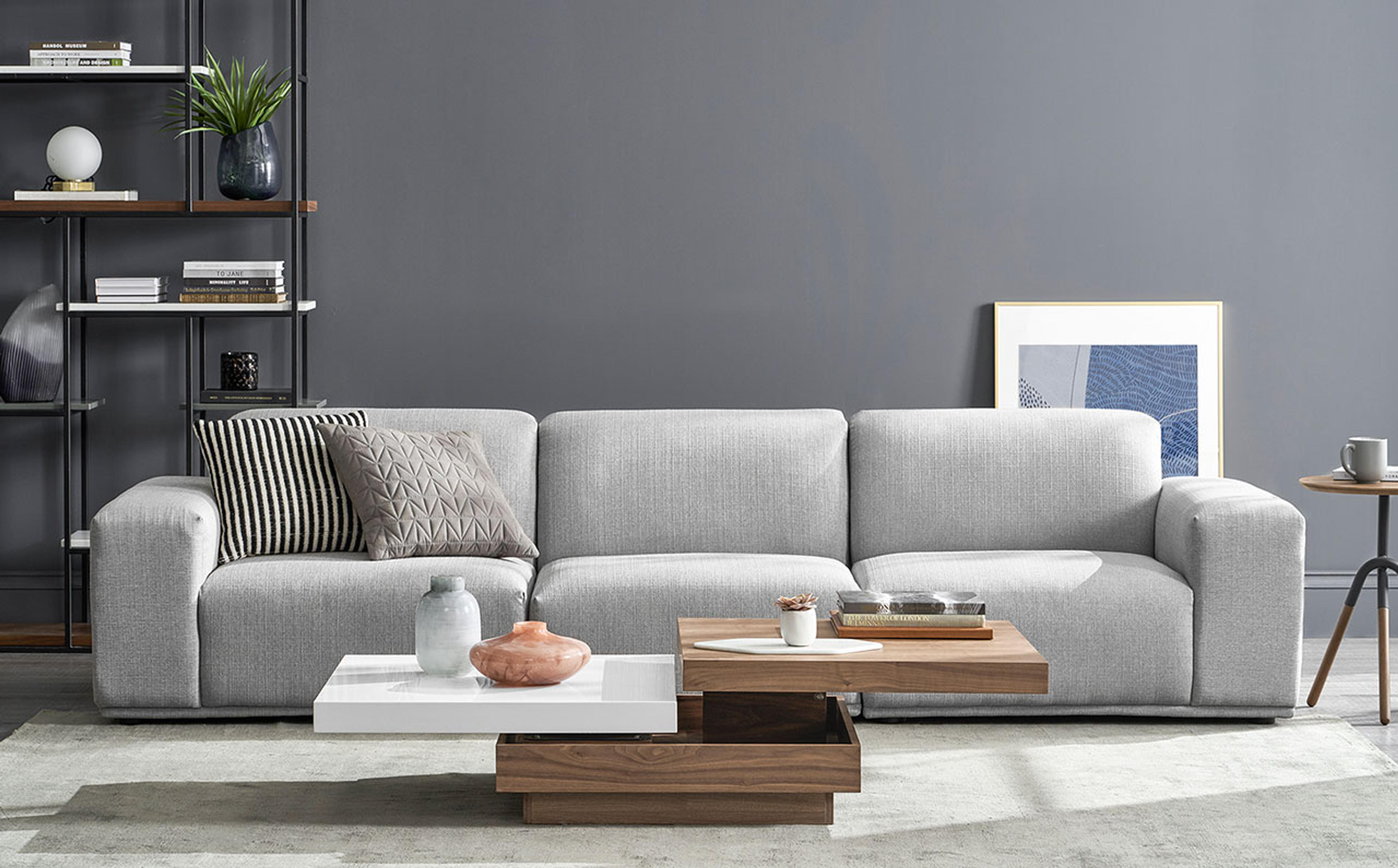 Todd Extended Sectional Chaise Sofa, Light Gray, Right Facing | Castlery United States