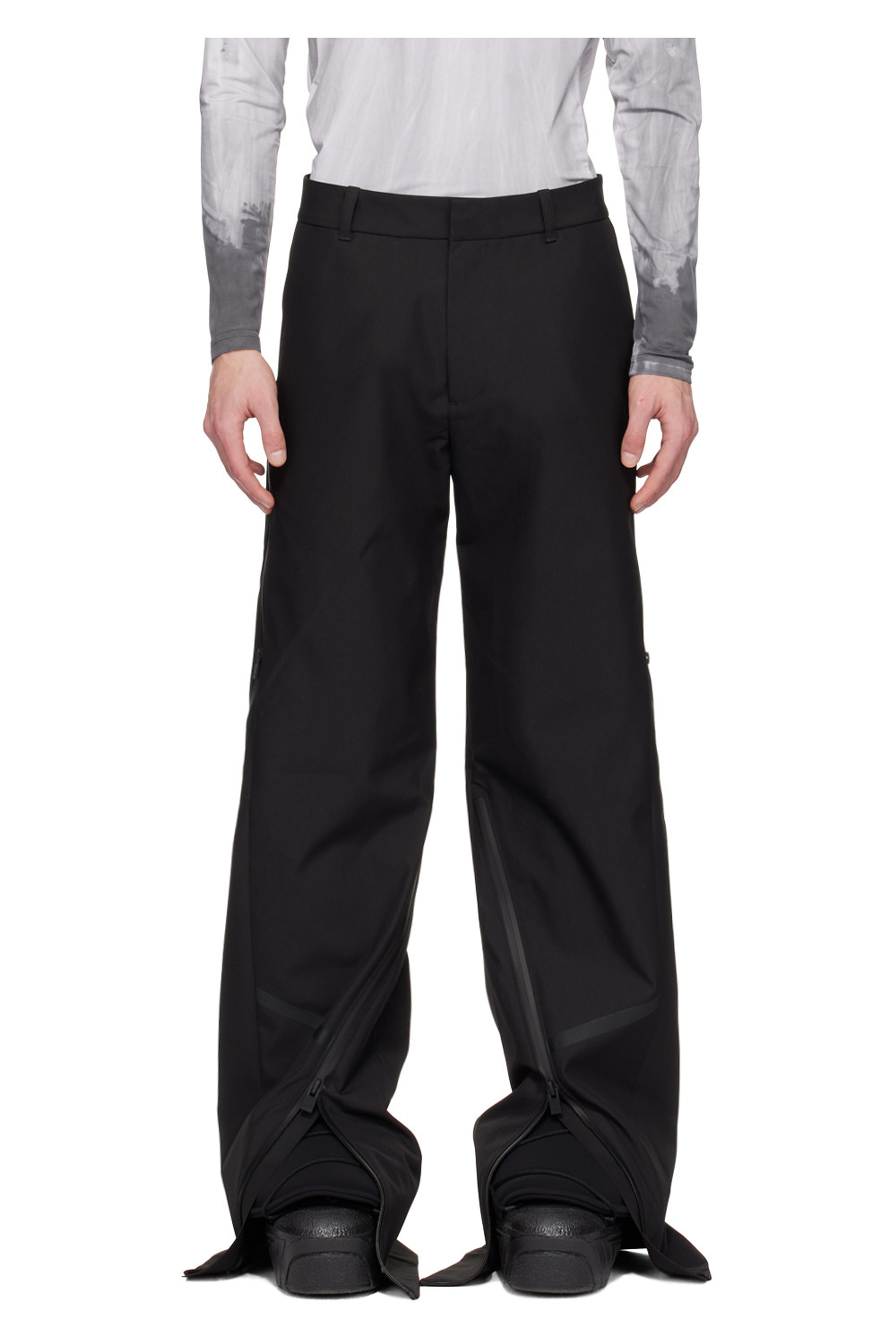 Black Turing Zip Trousers by HELIOT EMIL on Sale