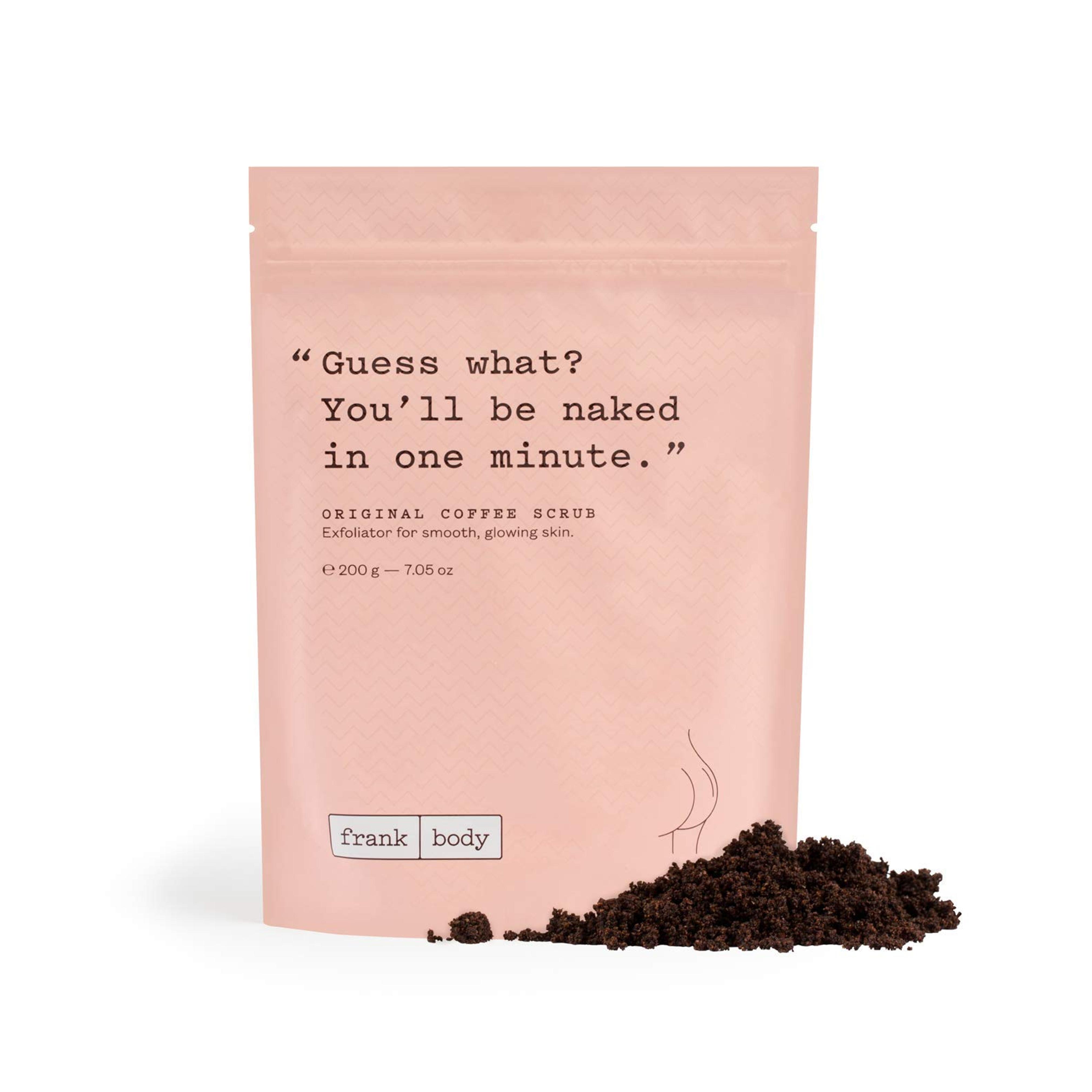 Frank Body Original Coffee Scrub, 7.05oz | Natural & Cruelty Free Exfoliating Body Scrub | Hydrating Vegan Scrub Skin Care For Stretch Marks, Acne, Cellulite | 1ct