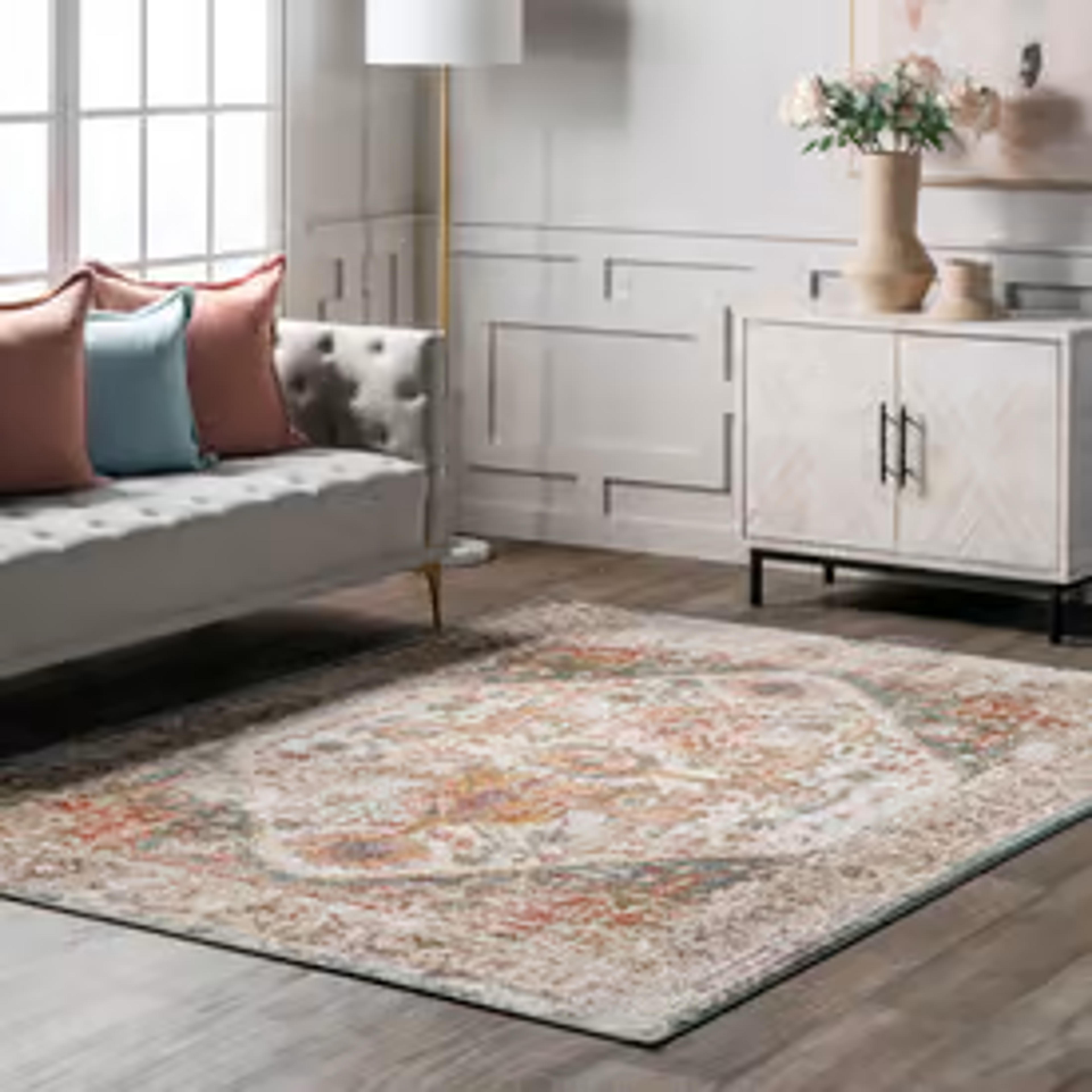 Yesteryear Fading Herati Medallion Beige Rug