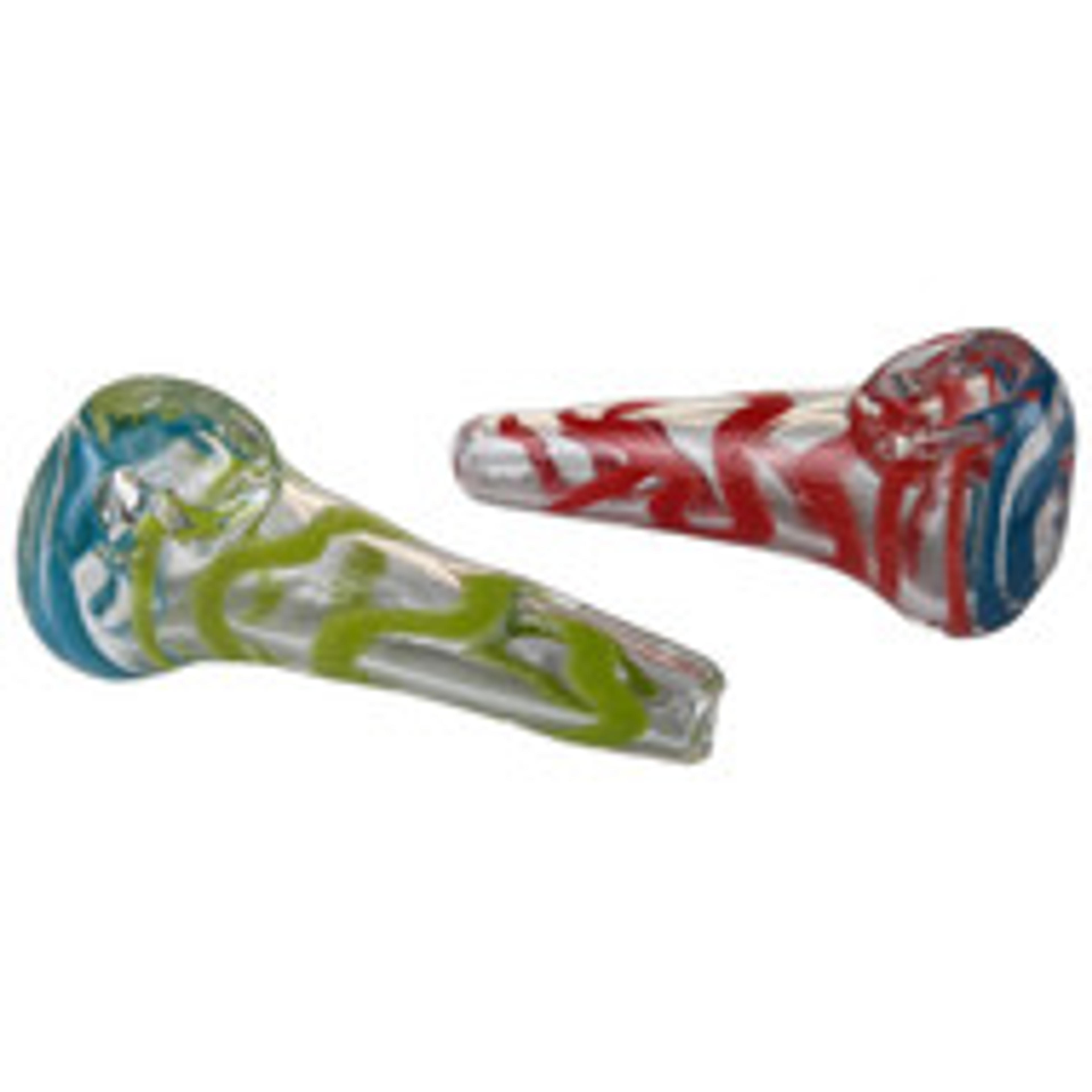 3" Assorted Dual Color Spiral Spoon Hand Pipe - 2 Pack (MSRP $20.00ea)