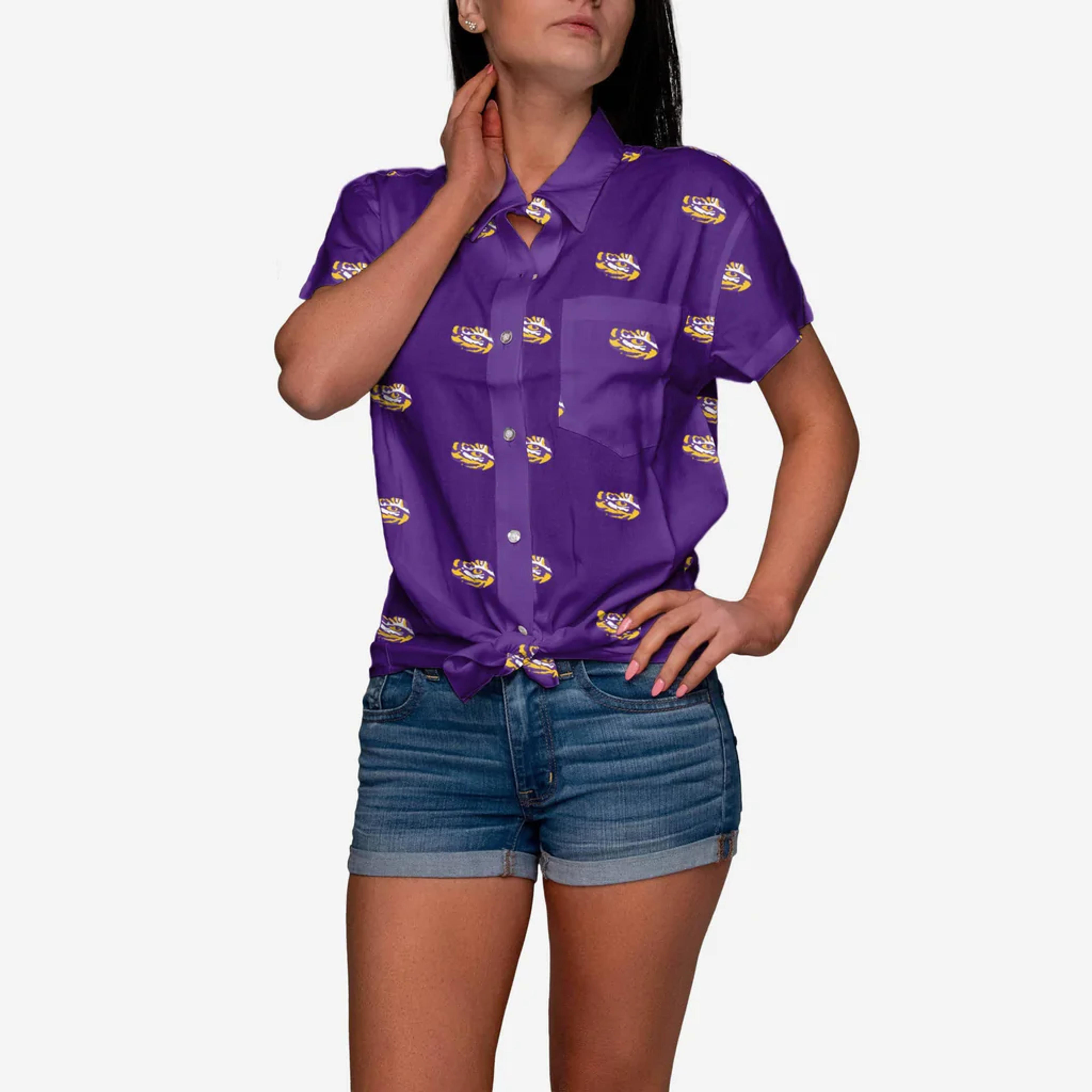 LSU Tigers Logo Blast Womens Button Up Shirt FOCO