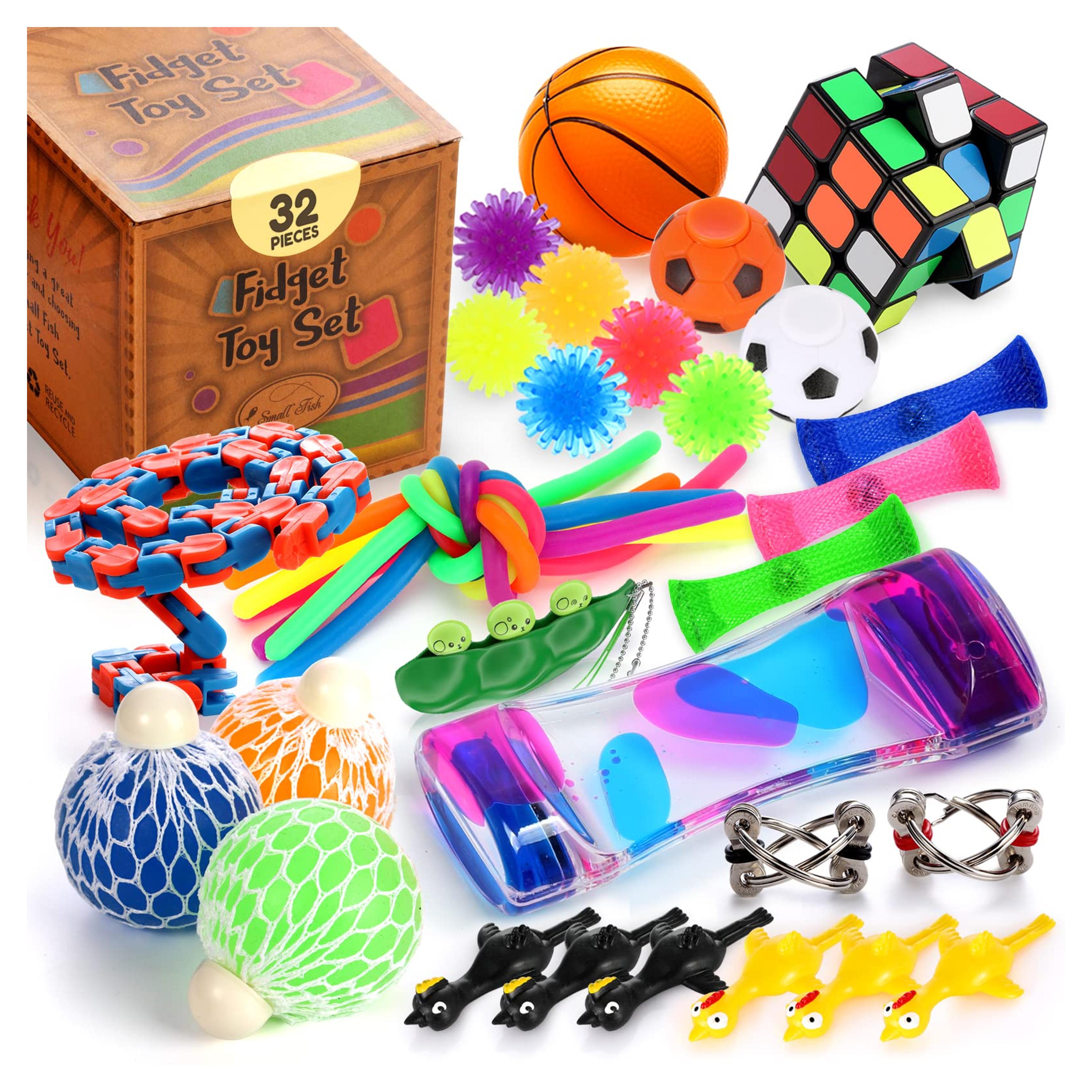 Fidget Toy Pack 40 Pcs, Sensory Toys Bundle for Stress Relief, Anti-Anxiety, Relaxing, and Calming for Kids and Adults, Hand Therapy Pack for Boys and Girls with Autism, ADD, and ADHD by SMALL FISH