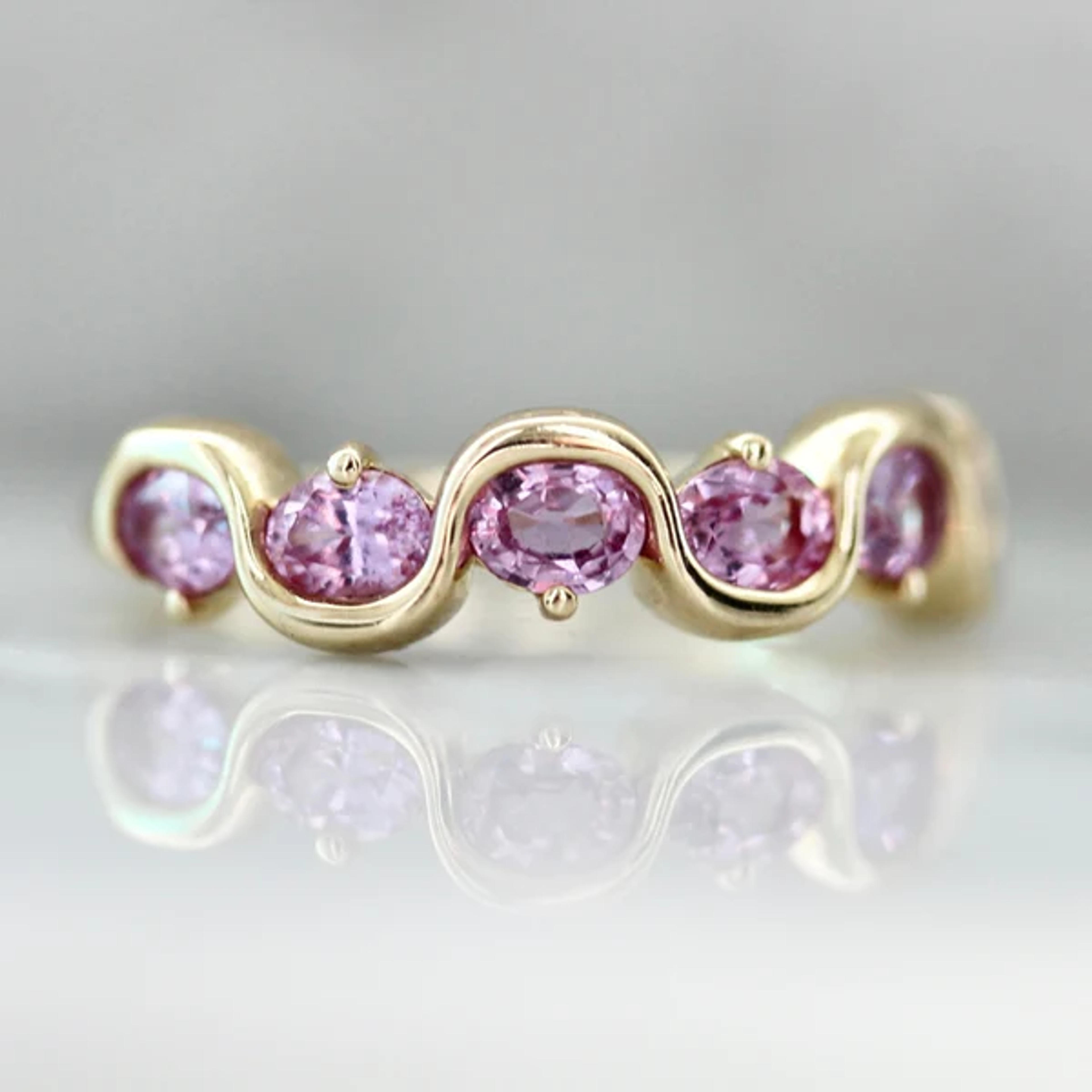 Soft Serve Power Pink Oval Cut Sapphire Band