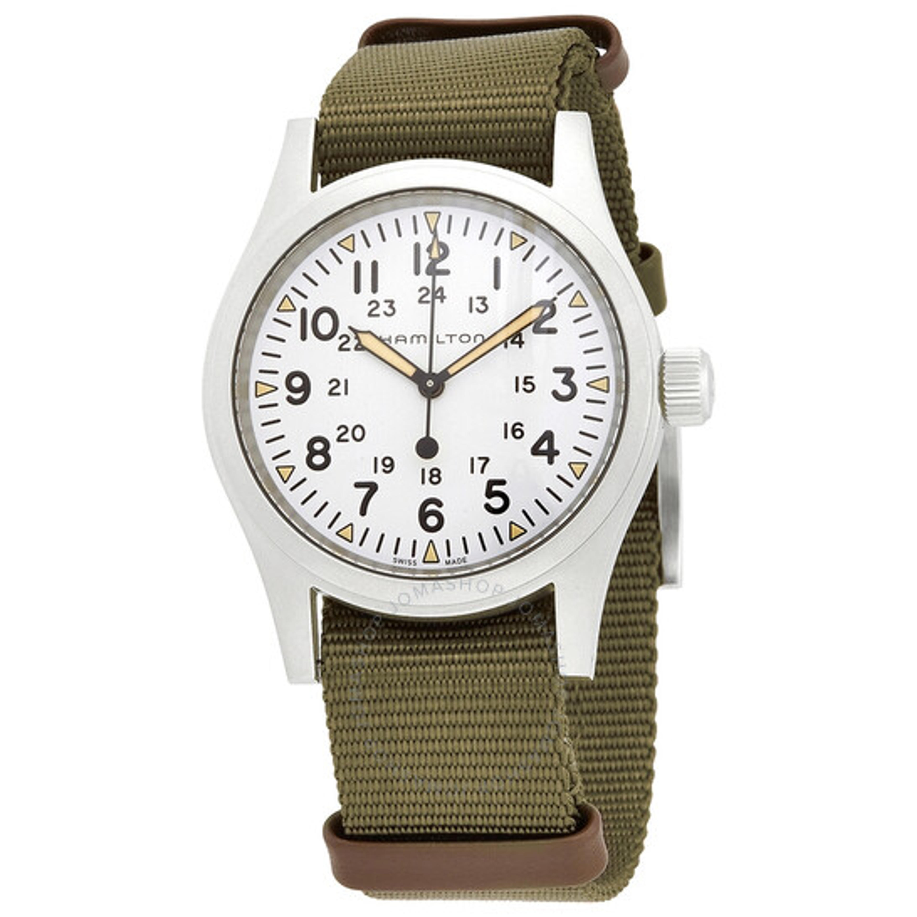 Hamilton Khaki Field Mechanical White Dial Men's Watch H69439411 7640167049097 - Watches, Khaki Field - Jomashop