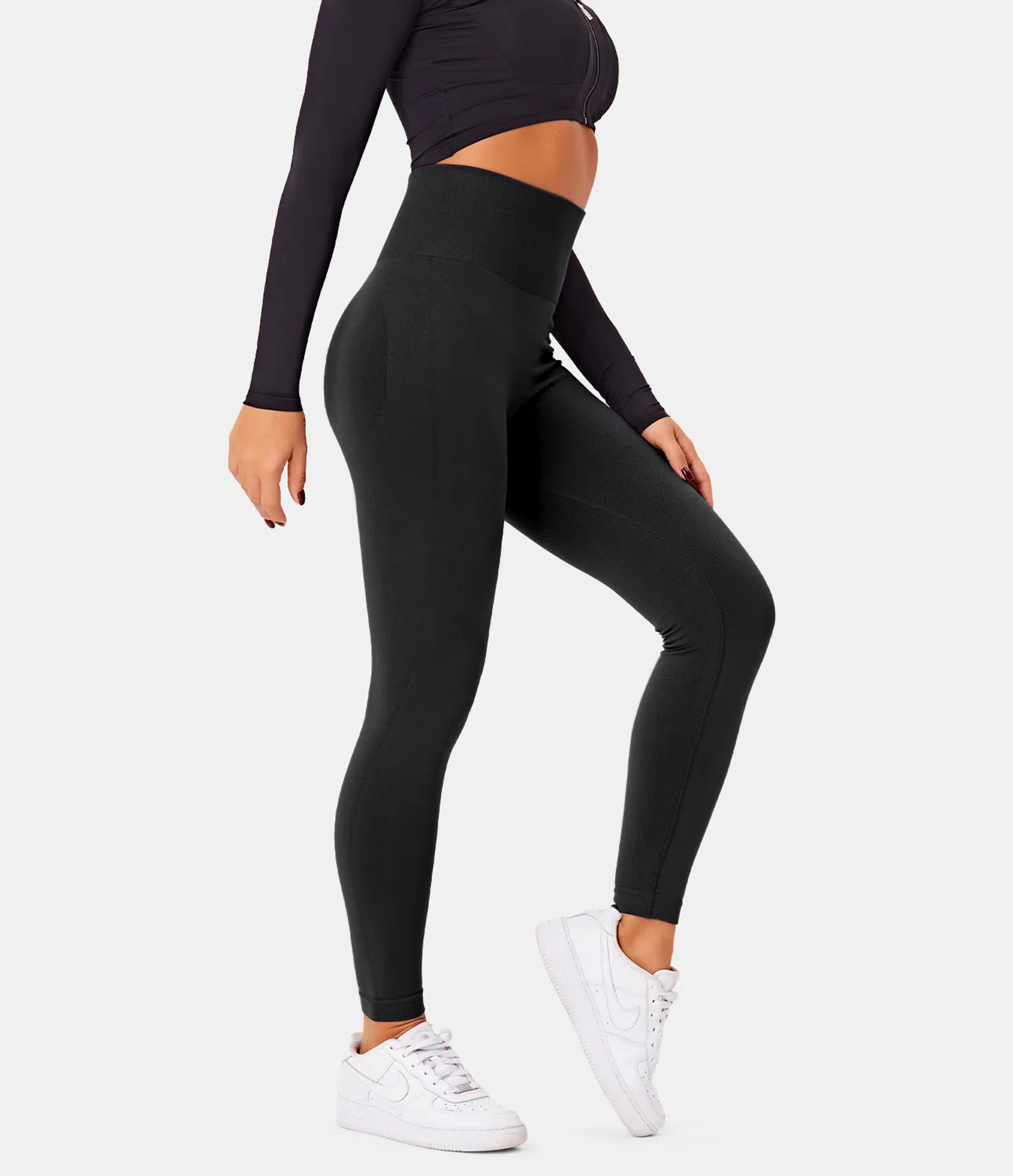 Seamless Flow High Waisted Butt Lifting Plain Full Length Leggings