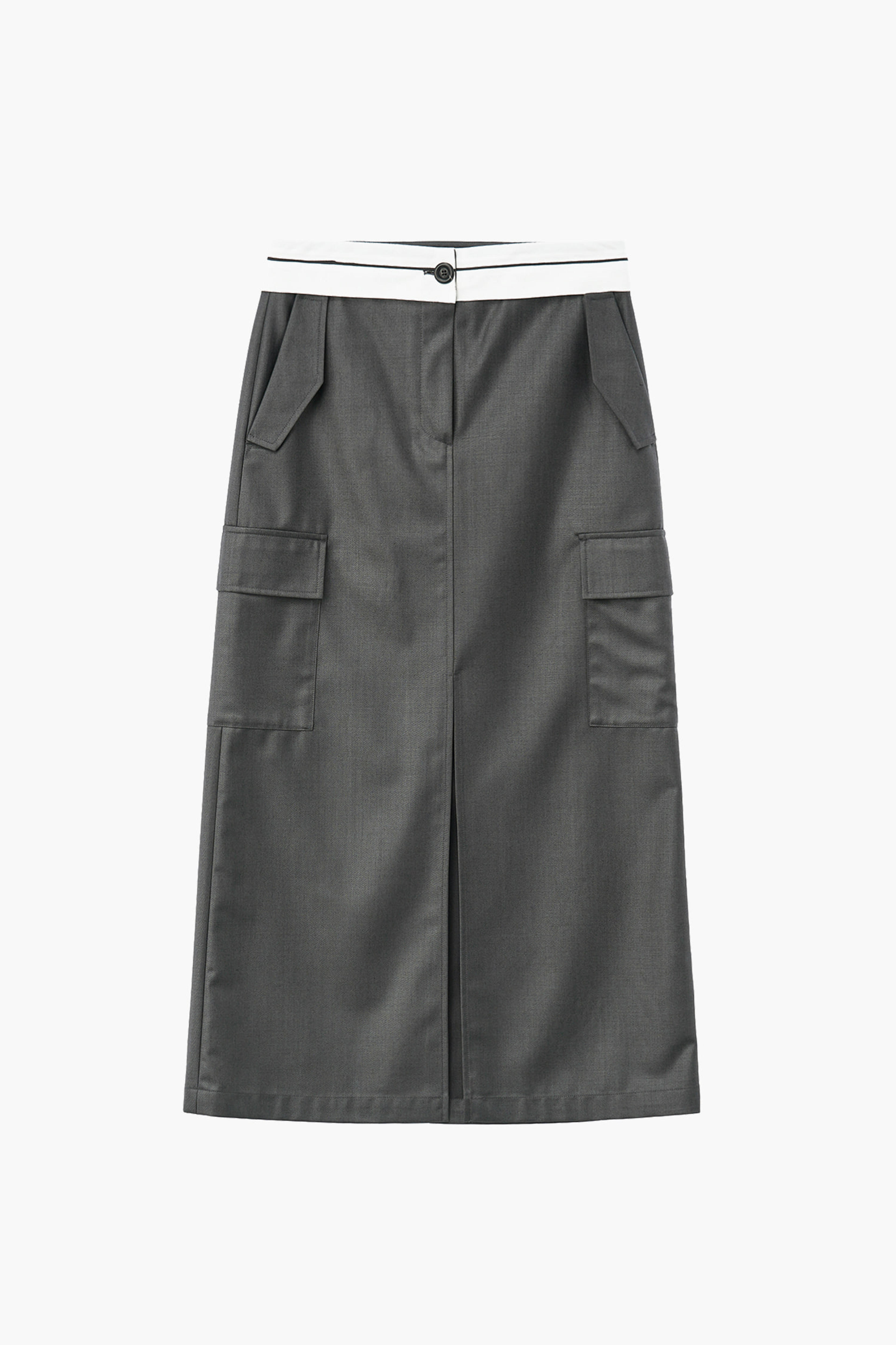 [3rd 3/31 pre-order] WAIST LINE MIDI SKIRT - GREY - EN OR