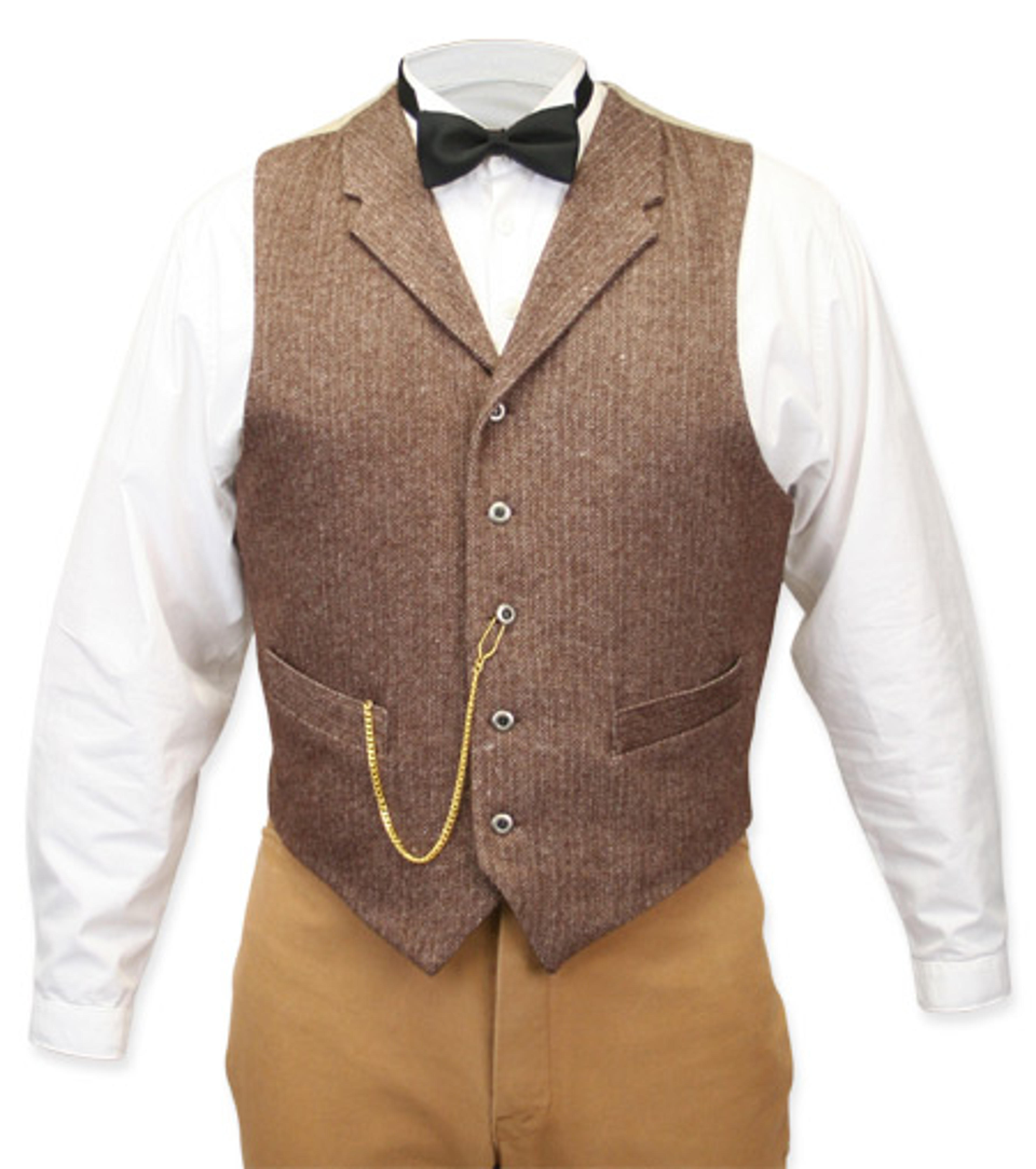 Walden Tweed Vest - Brown Herringbone