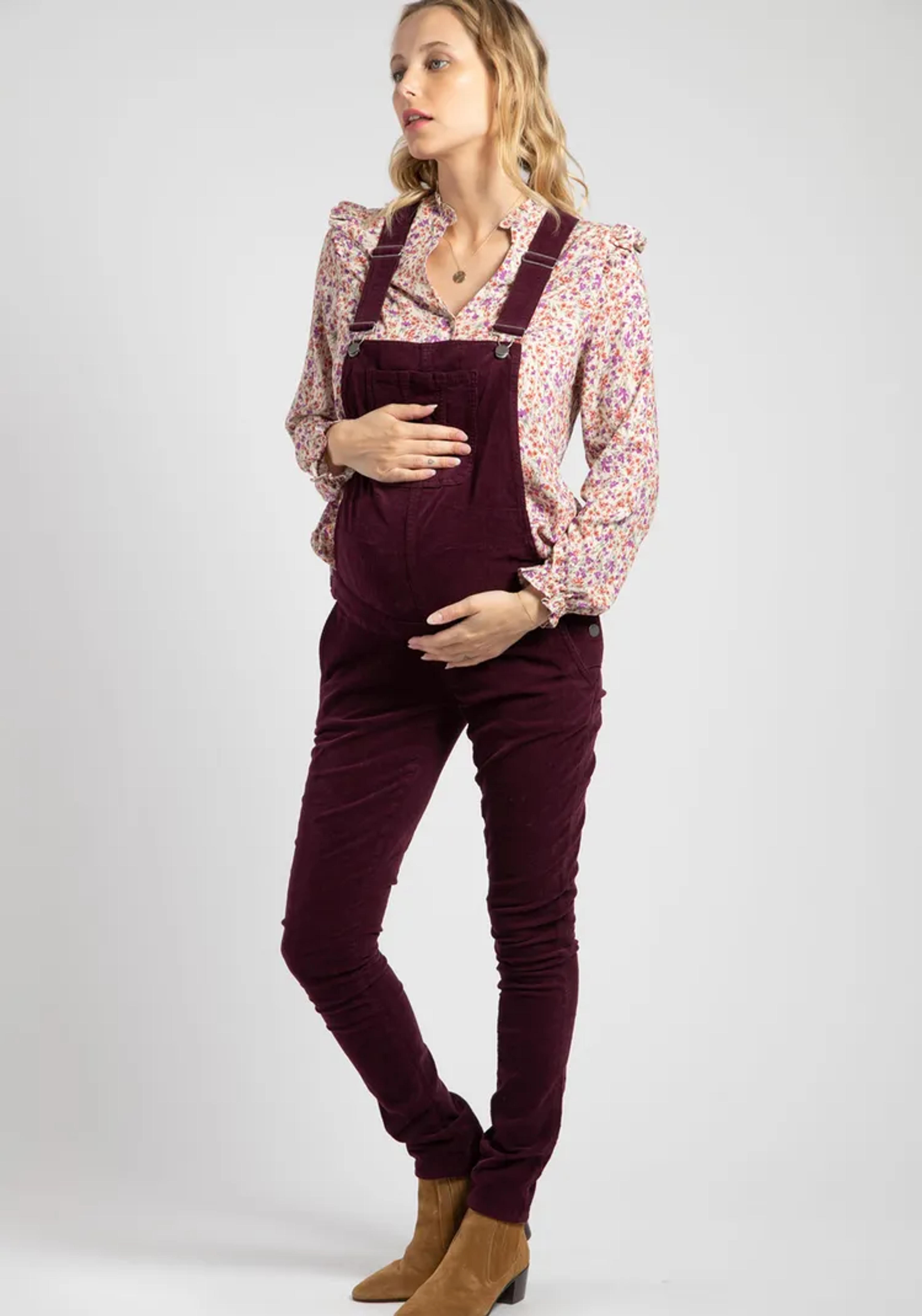 Velvet pregnancy overalls MERYL Eggplant | Envie de Fraise