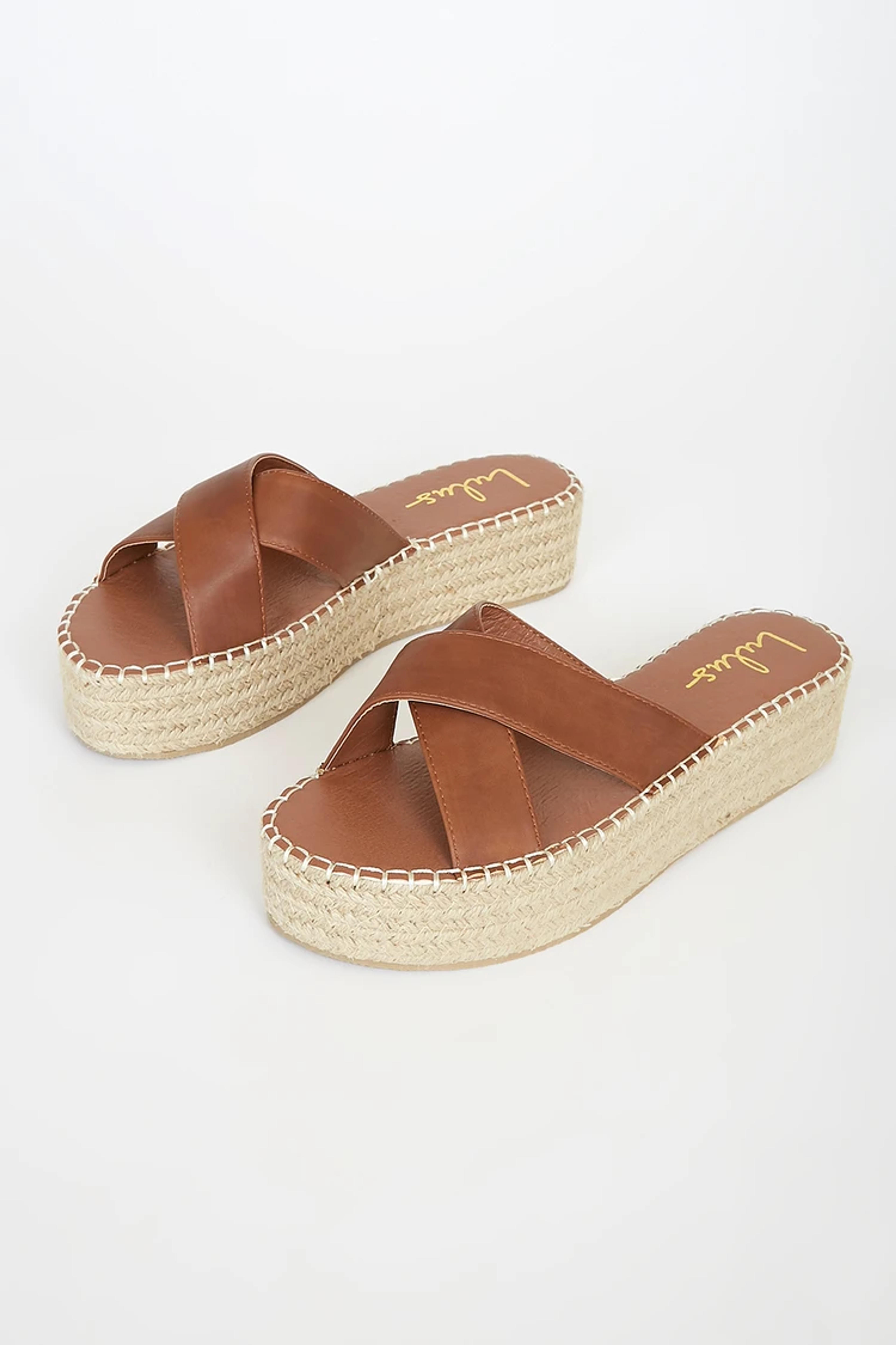 Tan Sandals - Cute Espadrille Sandals - Flatform Sandals - Lulus