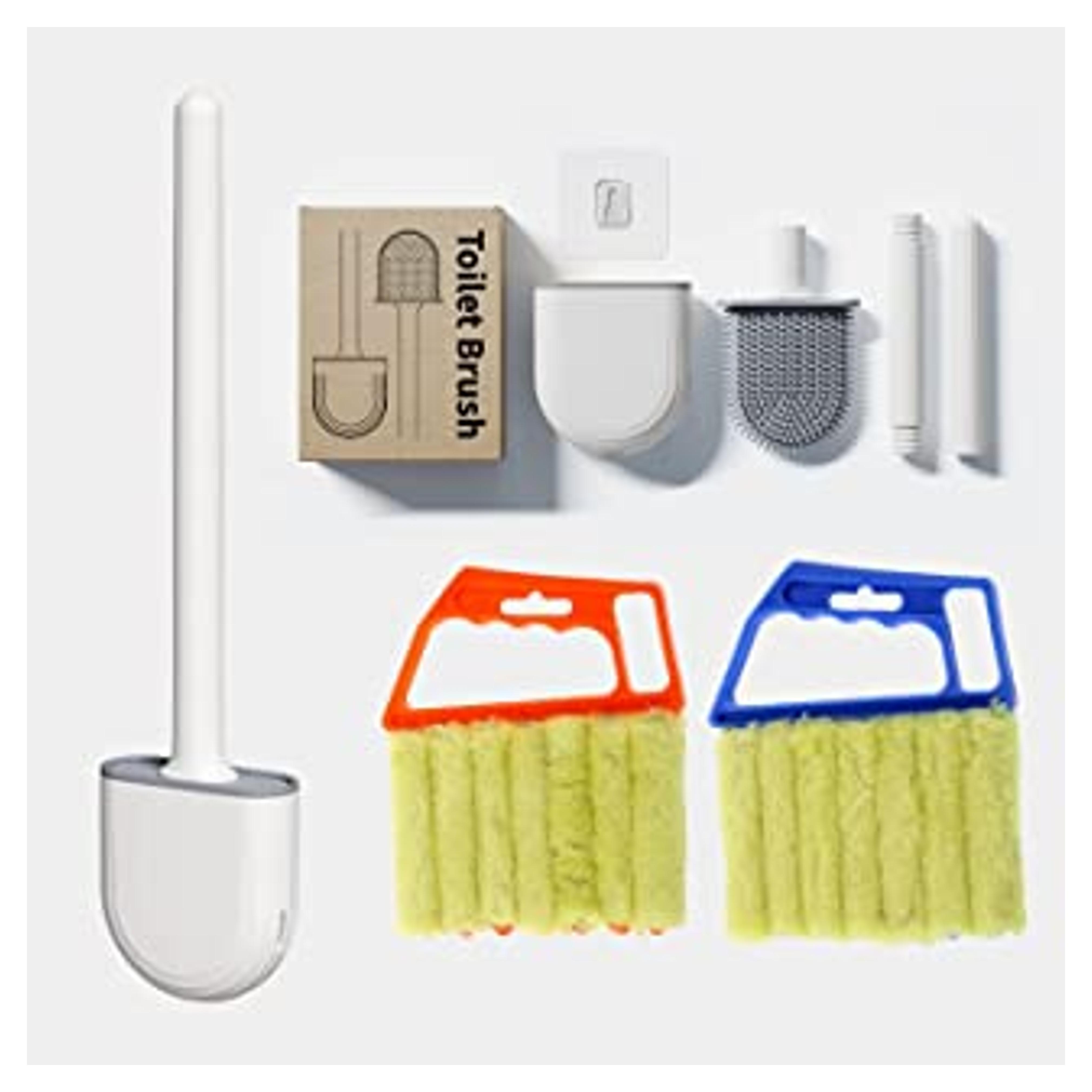 Amazon.com: Toilet Brush and Quick-Drying Holder Sets with Blinds Brush, Wall Mounted Silicone Flex Flat Toilet Brush and Container, Toilet Cleaning Brush Kit , Toilet Bowl Brush Set for Toilet Bathtub Cleaning : Health & Household