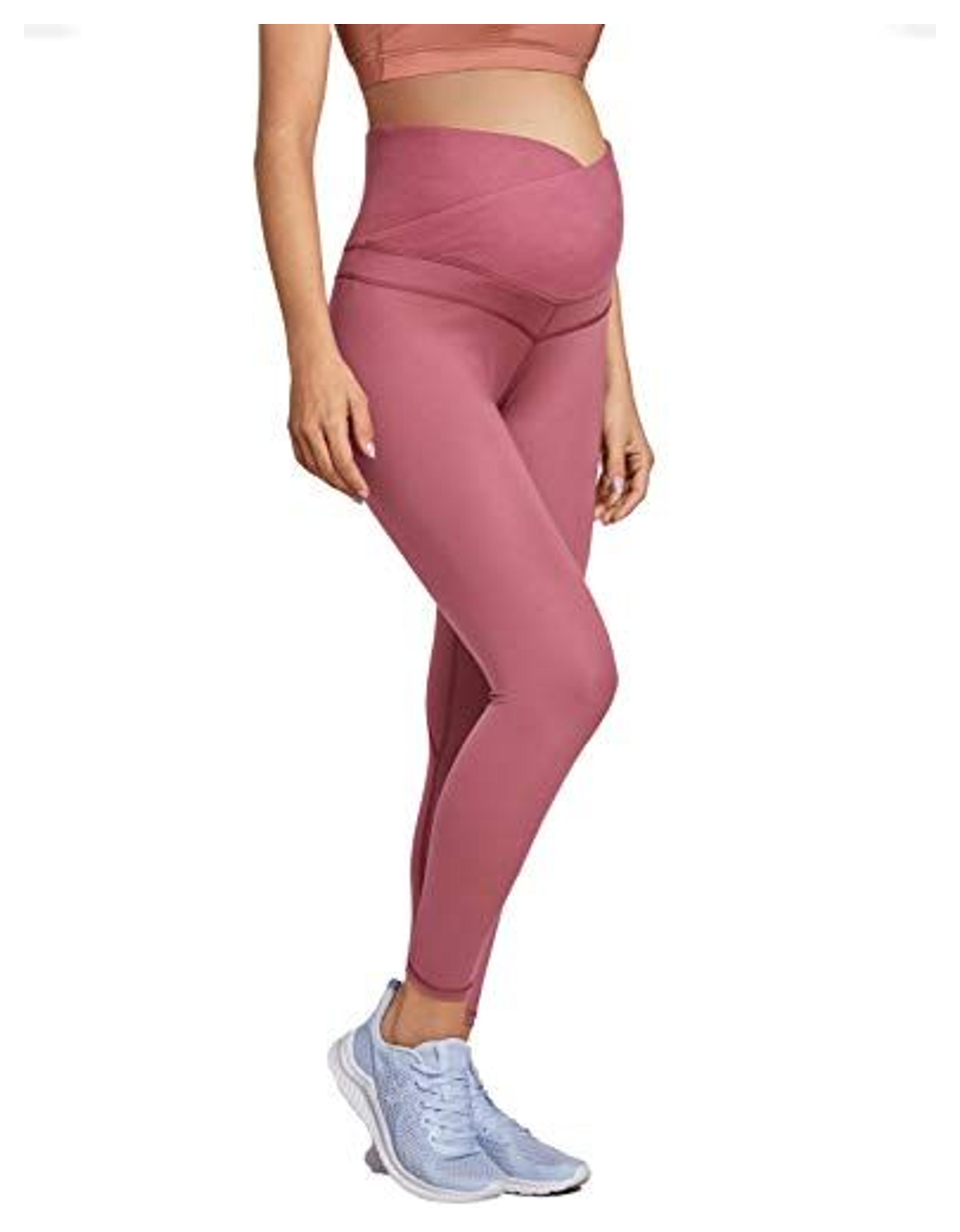 MOMANDA Women's Maternity Leggings Over The Belly Active Yoga Pants - 25 Inches X-Large Misty Merlot