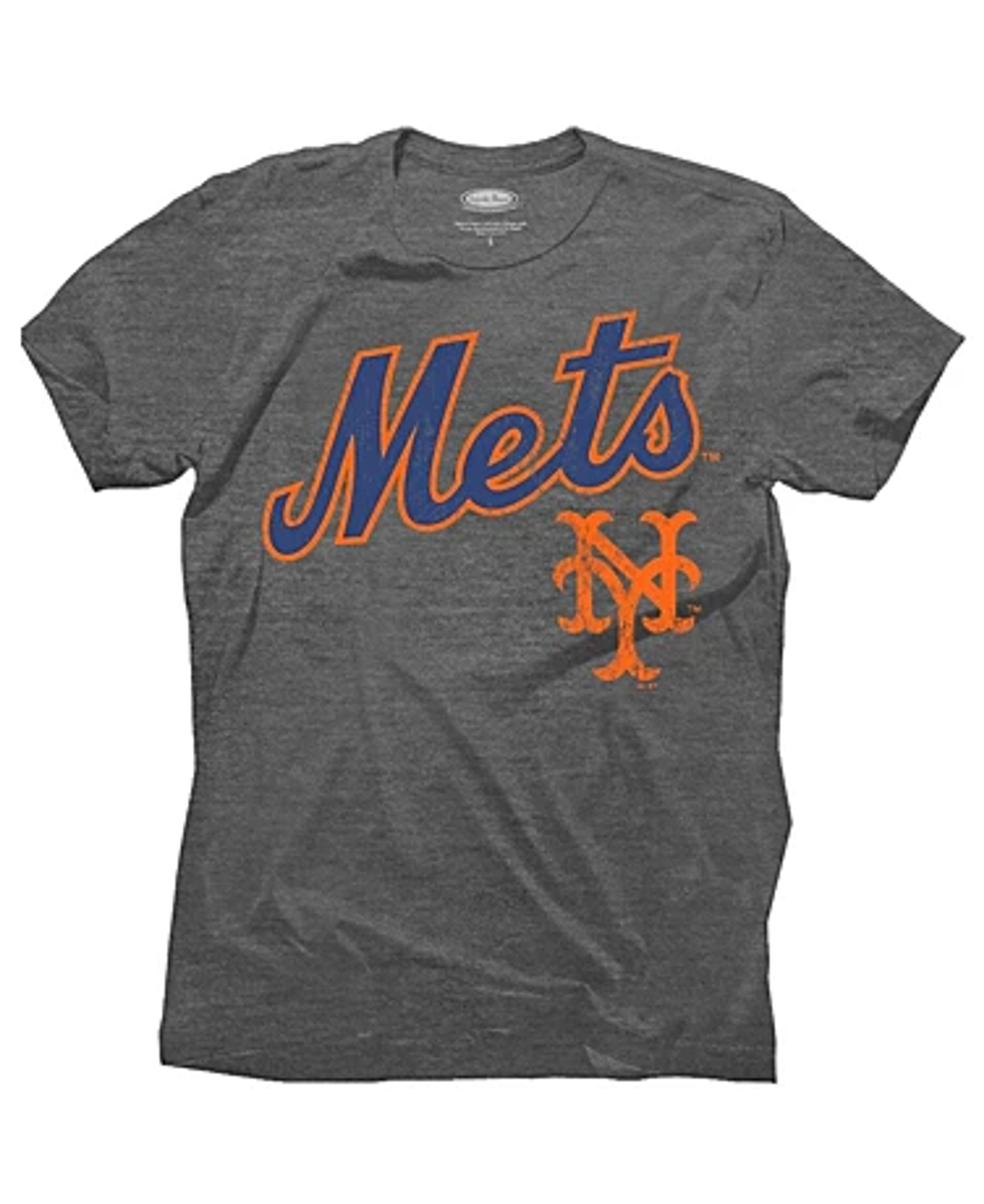 Men's Gray New York Mets Granite Tri-Blend Crew T-shirt