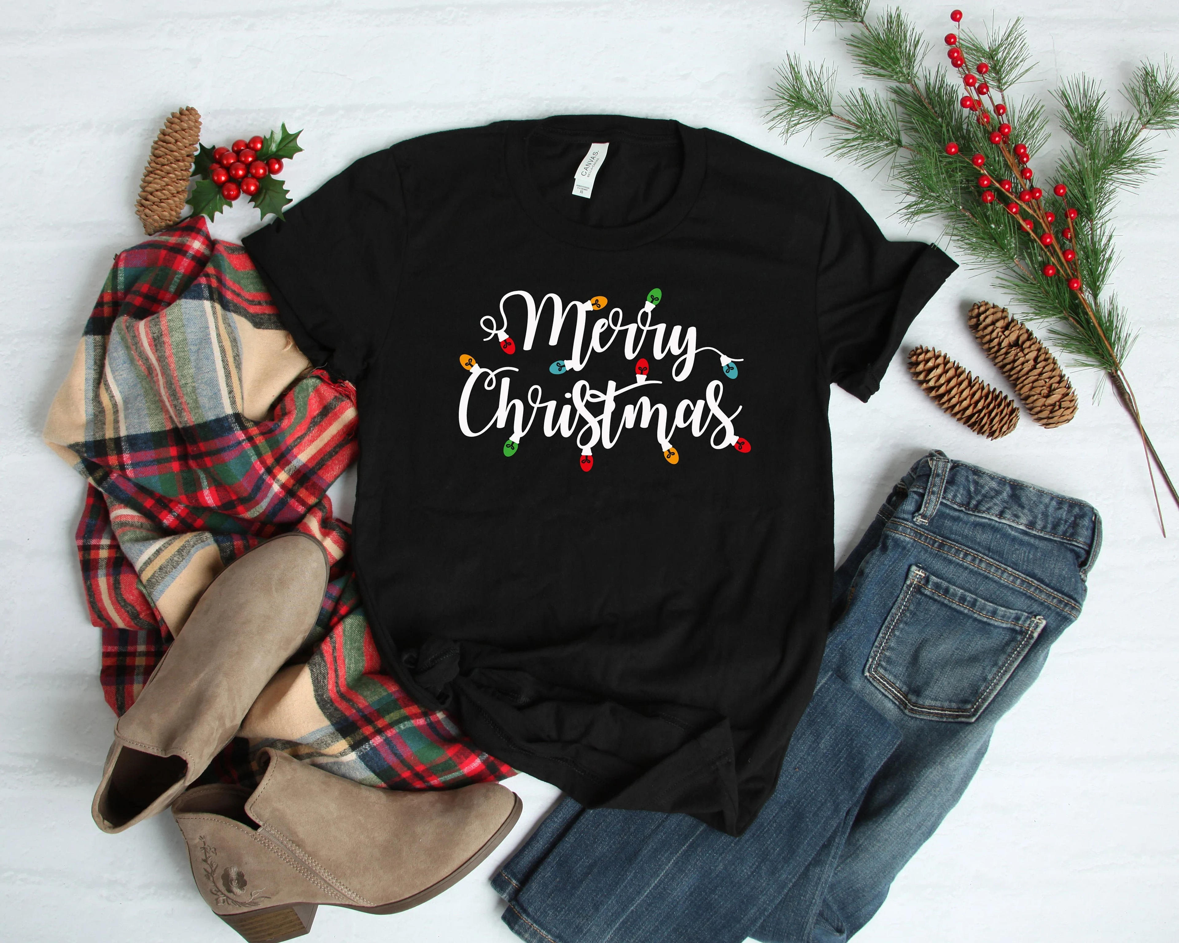 Merry Christmas Shirt Christmas Lights Shirt Christmas - Etsy