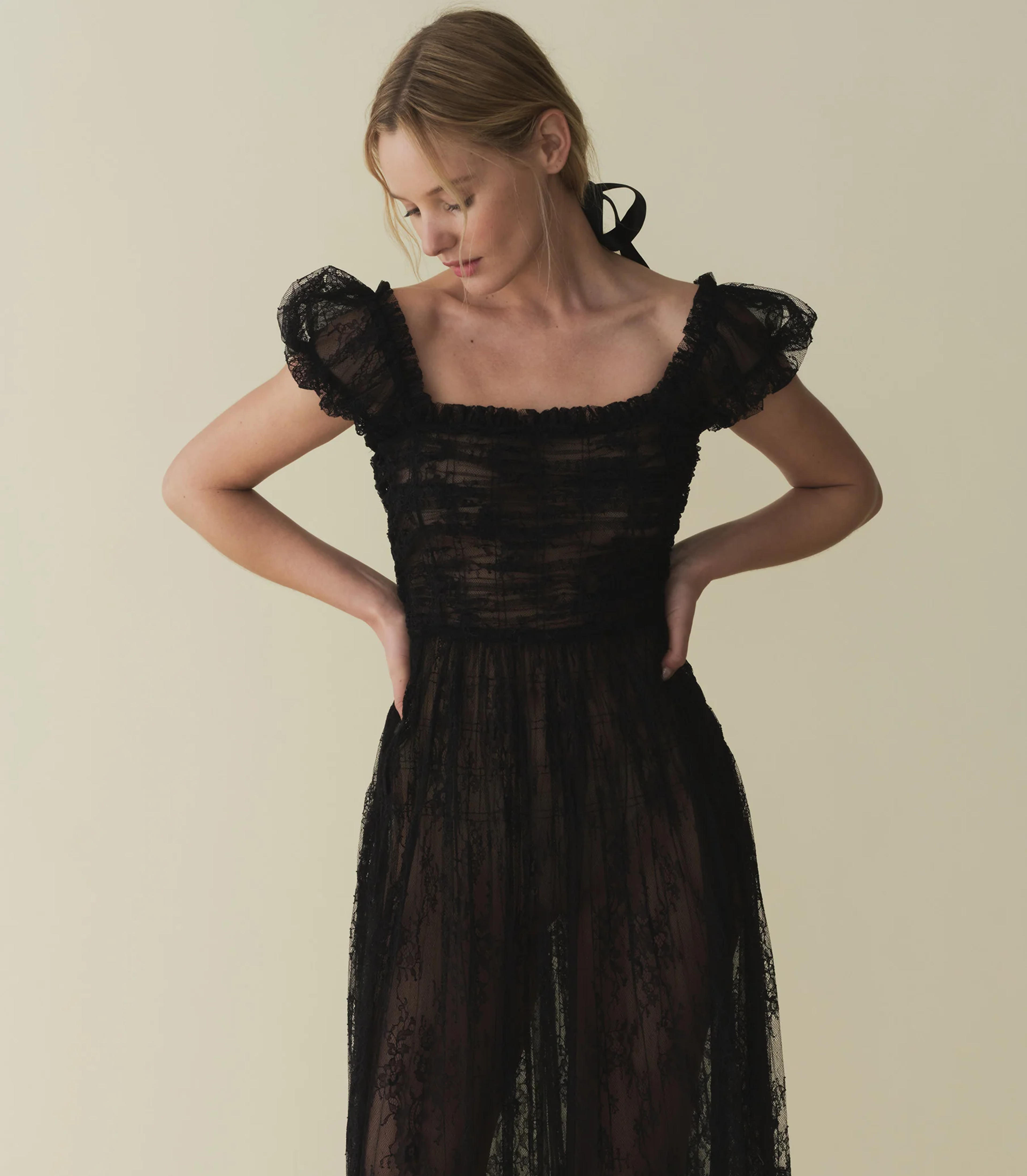 Pamelina Dress - Black Lace| DÔEN