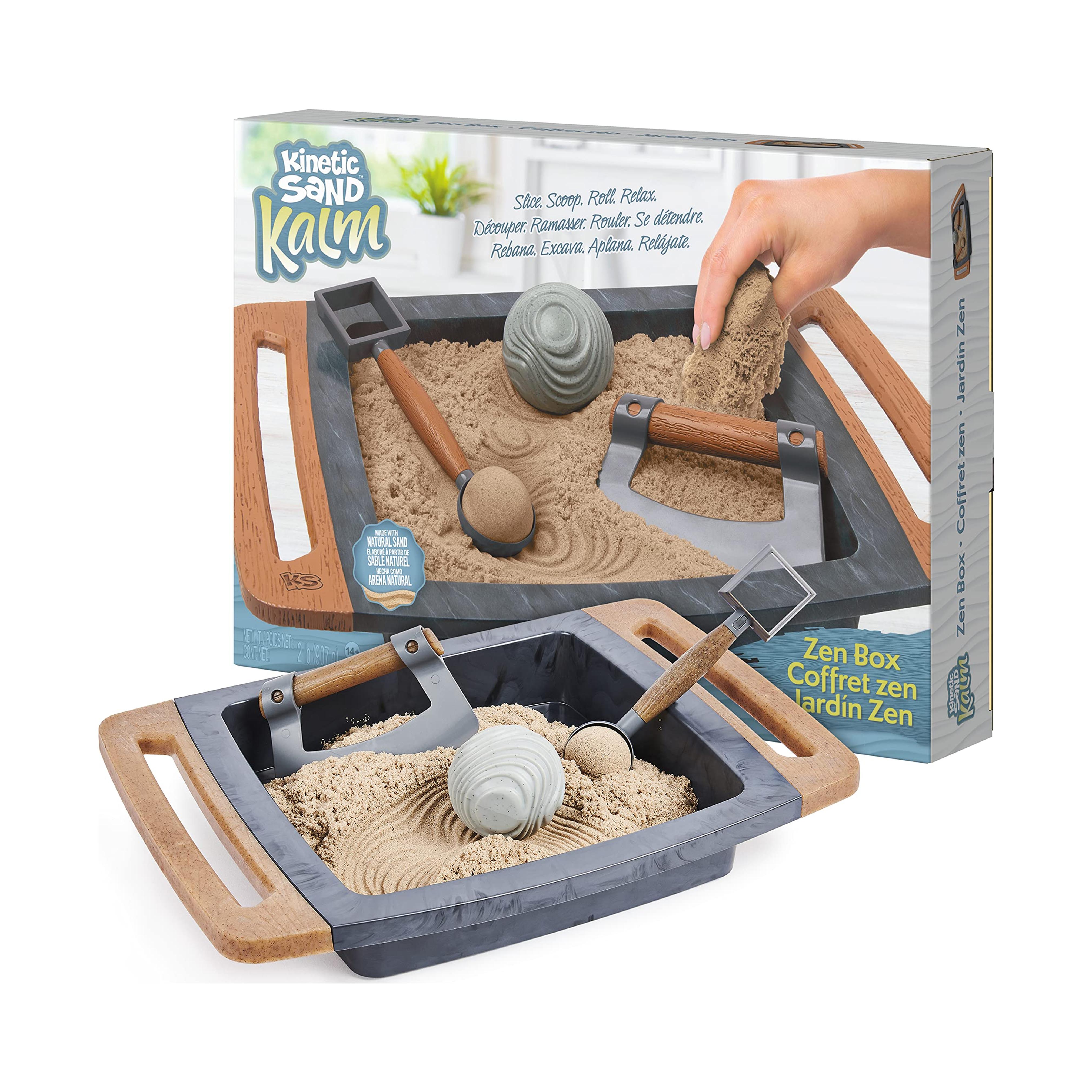 Amazon.com: Kinetic Sand Kalm, Zen Garden Box Fidget Toy with All-Natural Kinetic Sand and 3 Tools for Relaxing Play, Sensory Toys, Sand Toys for Adults and Kids : Toys & Games