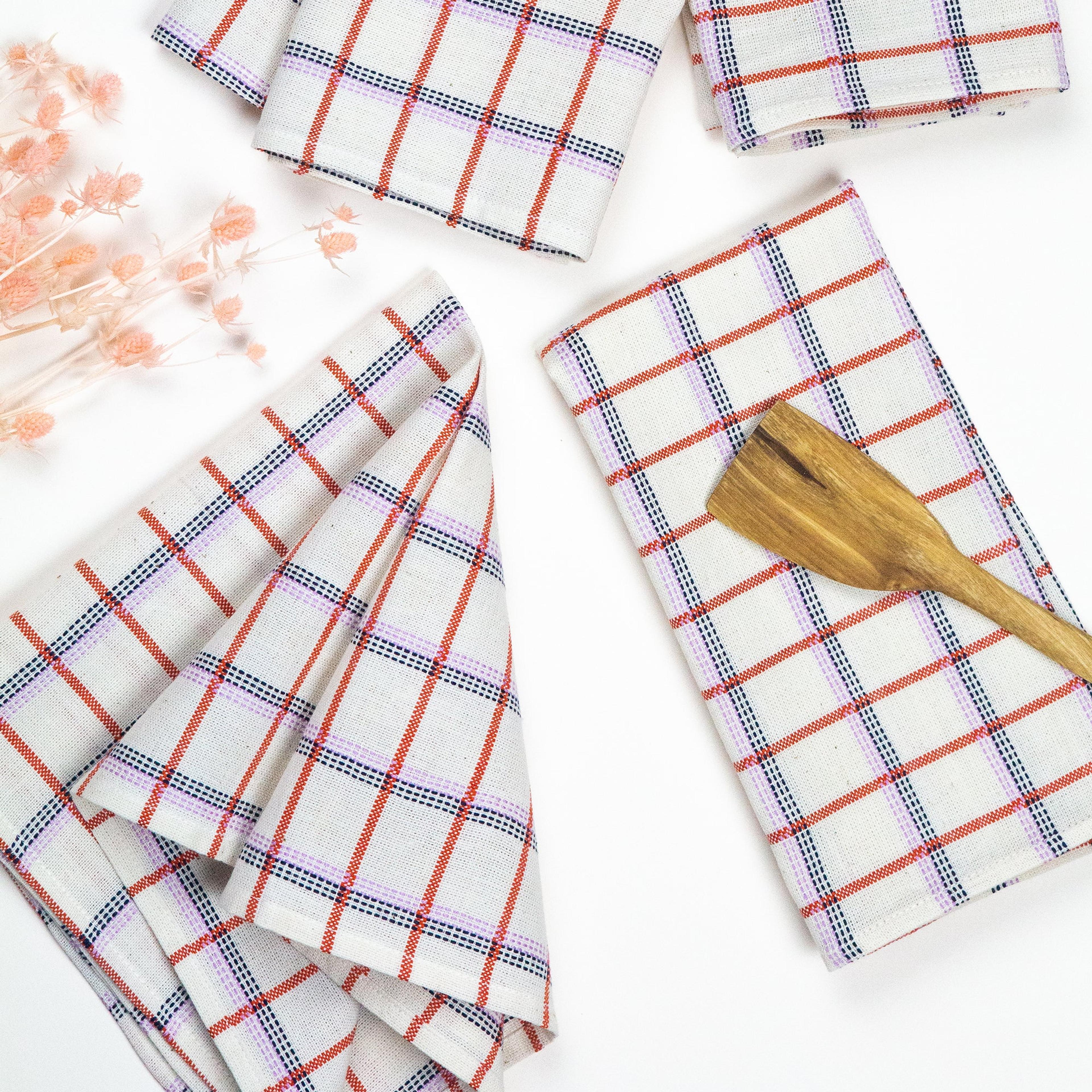 San Lucas Plaid White & Orange Napkins – Archive New York