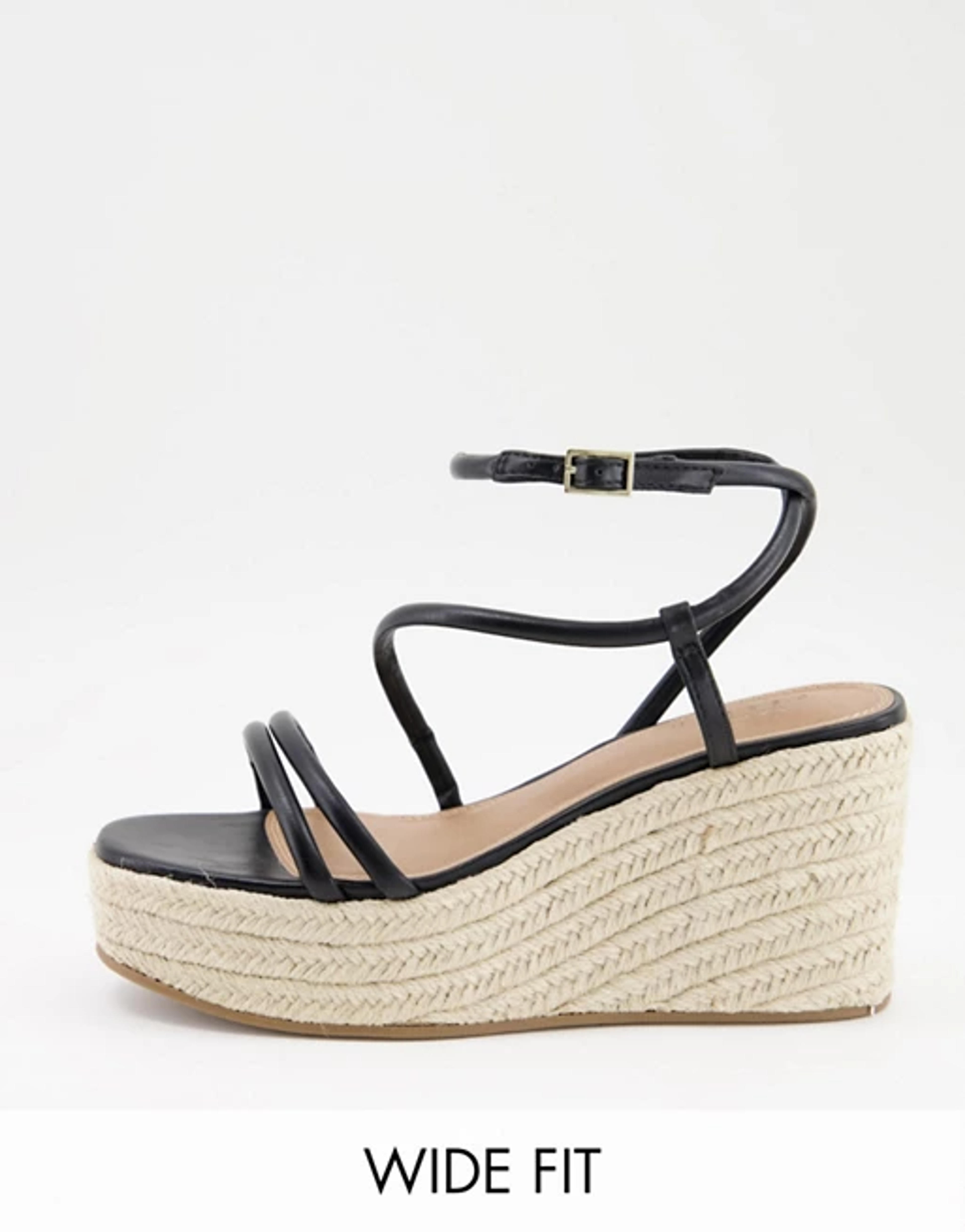 ASOS DESIGN Wide Fit Tulip tubular flatform sandals in black