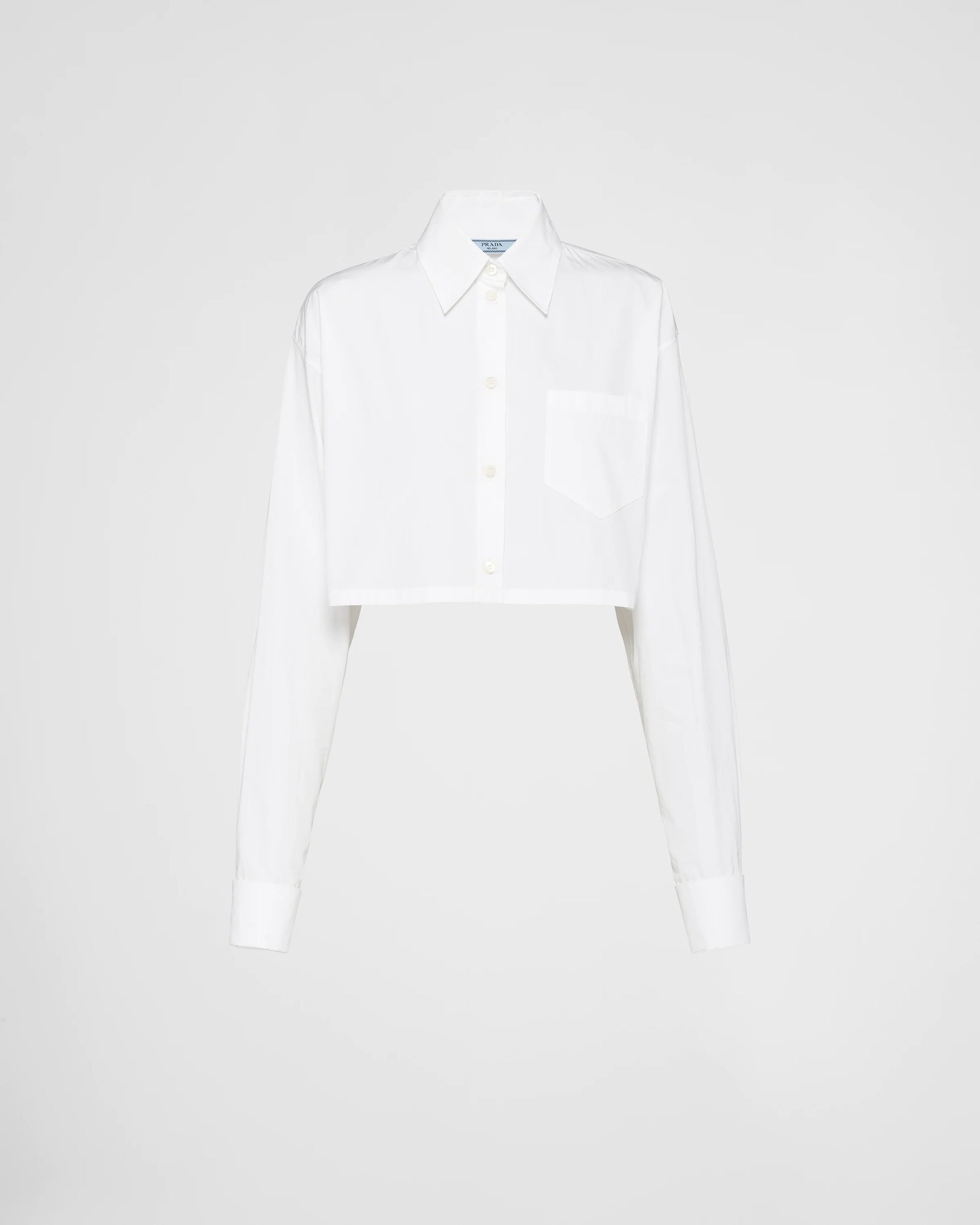 White Poplin cropped shirt | Prada