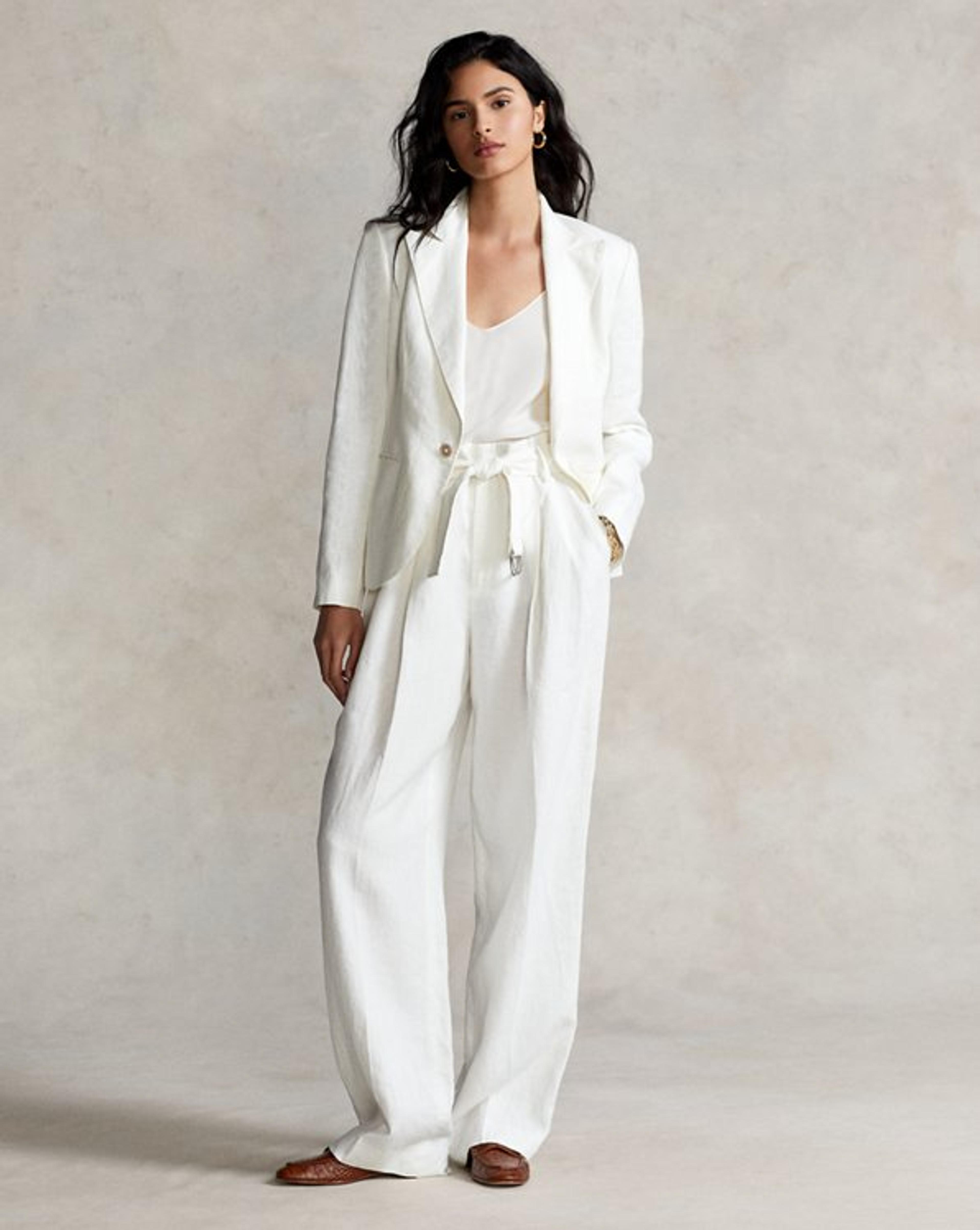 Belted Linen Wide-Leg Trouser